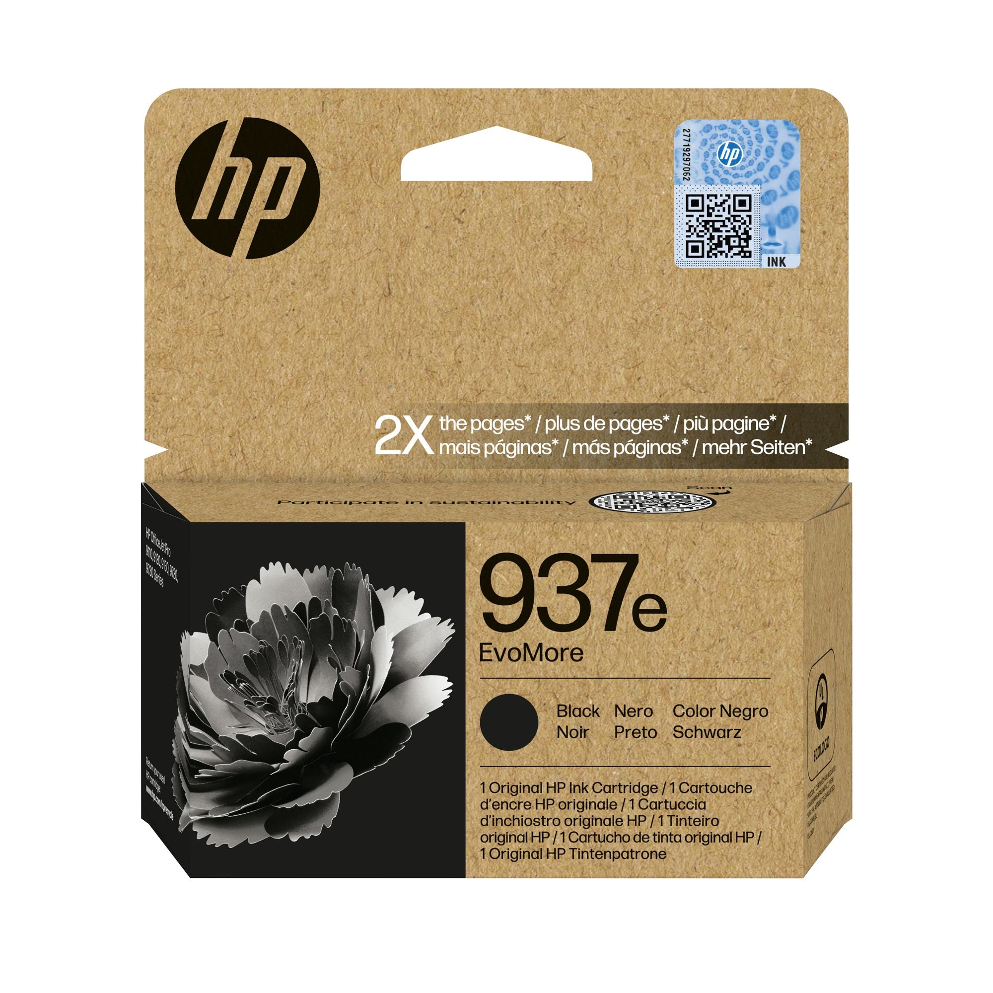 HP 937e EvoMore Black Original Ink Cartridge cartouche d'encre 1 piece(s) Rendement élevé (XL)