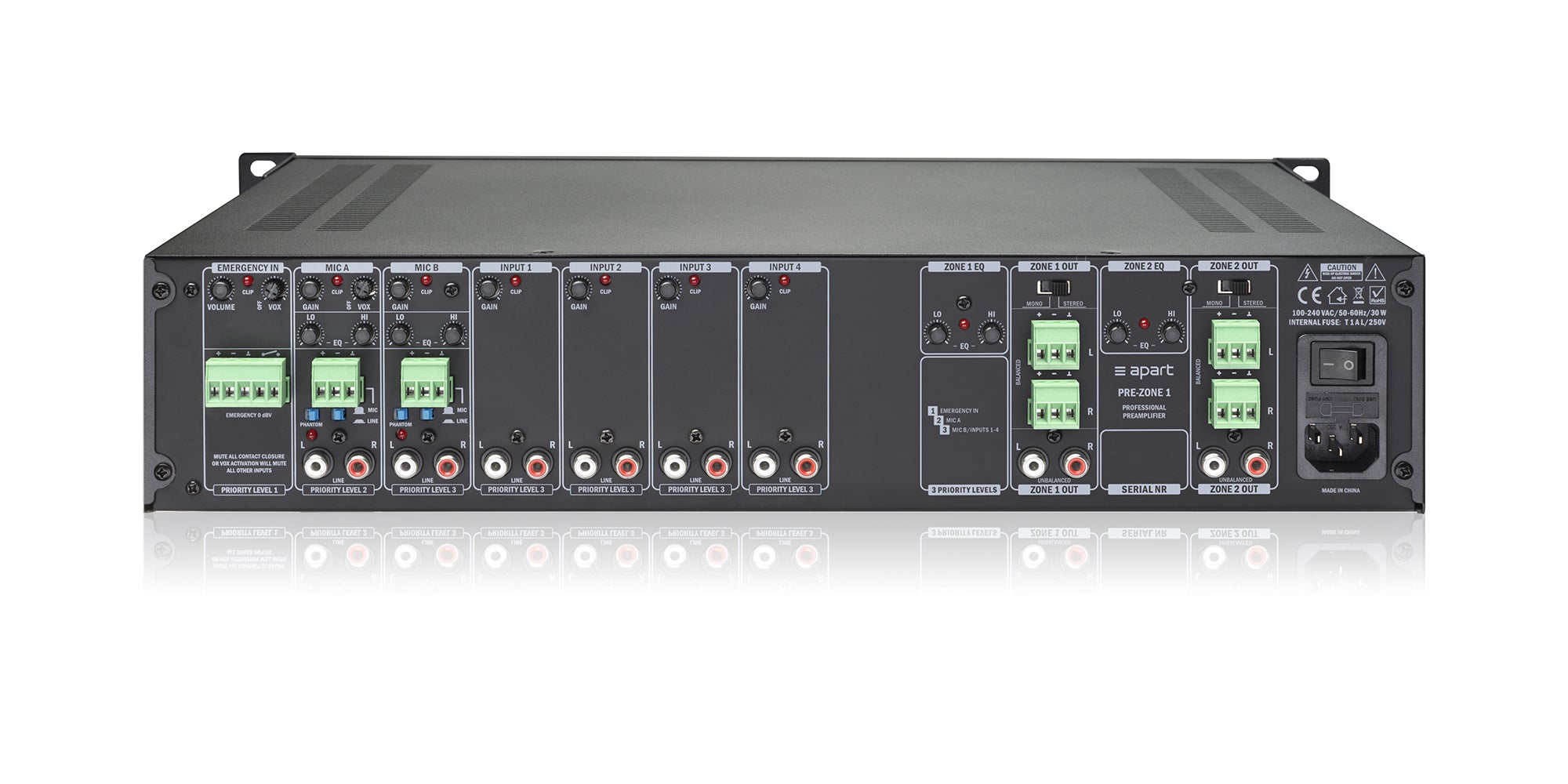 Biamp Pre-amp 2 volume zones 7 inputs