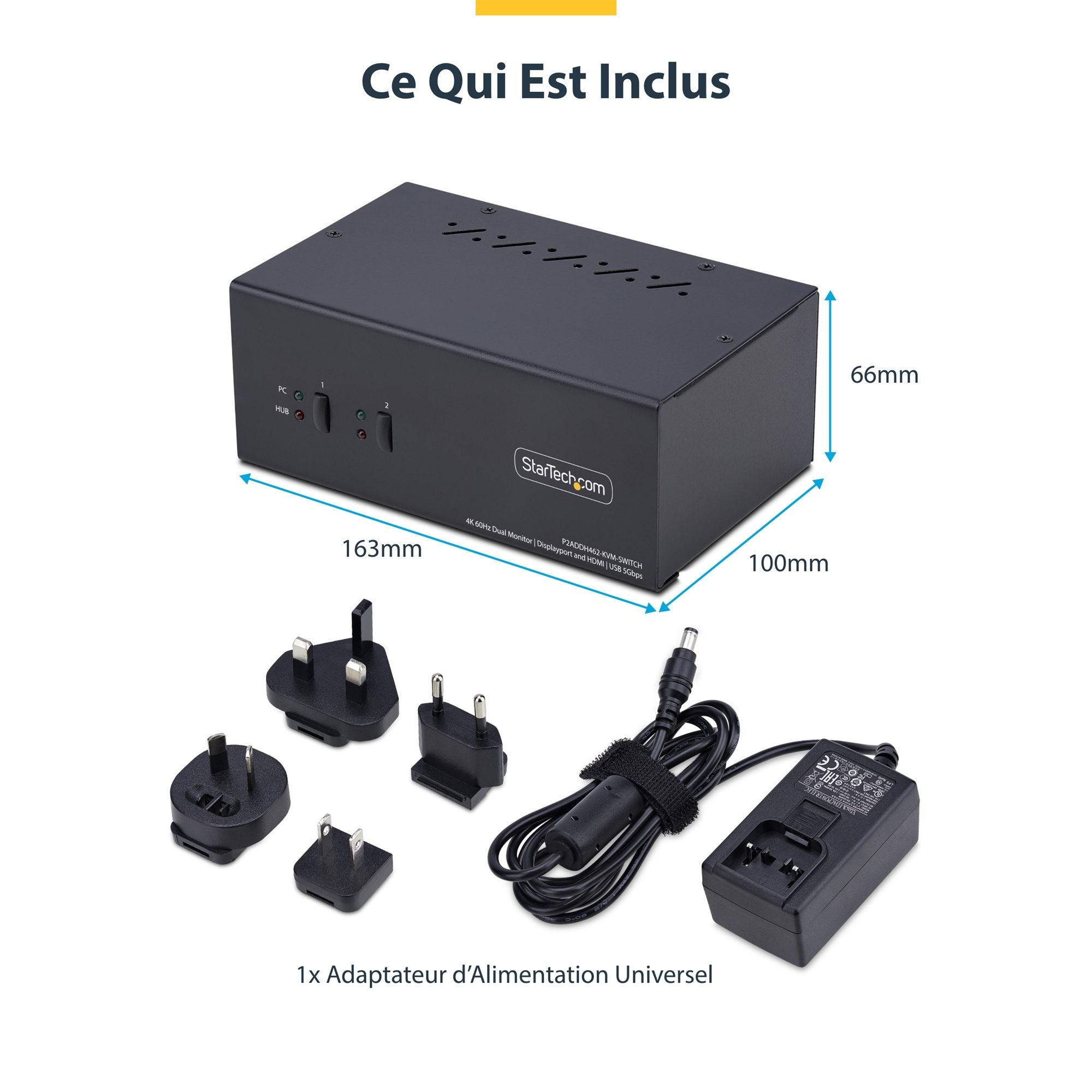 2-Port Dual-Monitor DP+HDMI KVM Switch