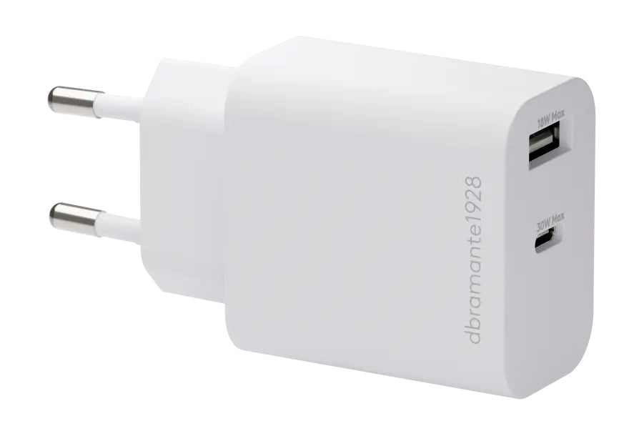 EU Wall Charger USB-C 30W+USB-A 18W WHT