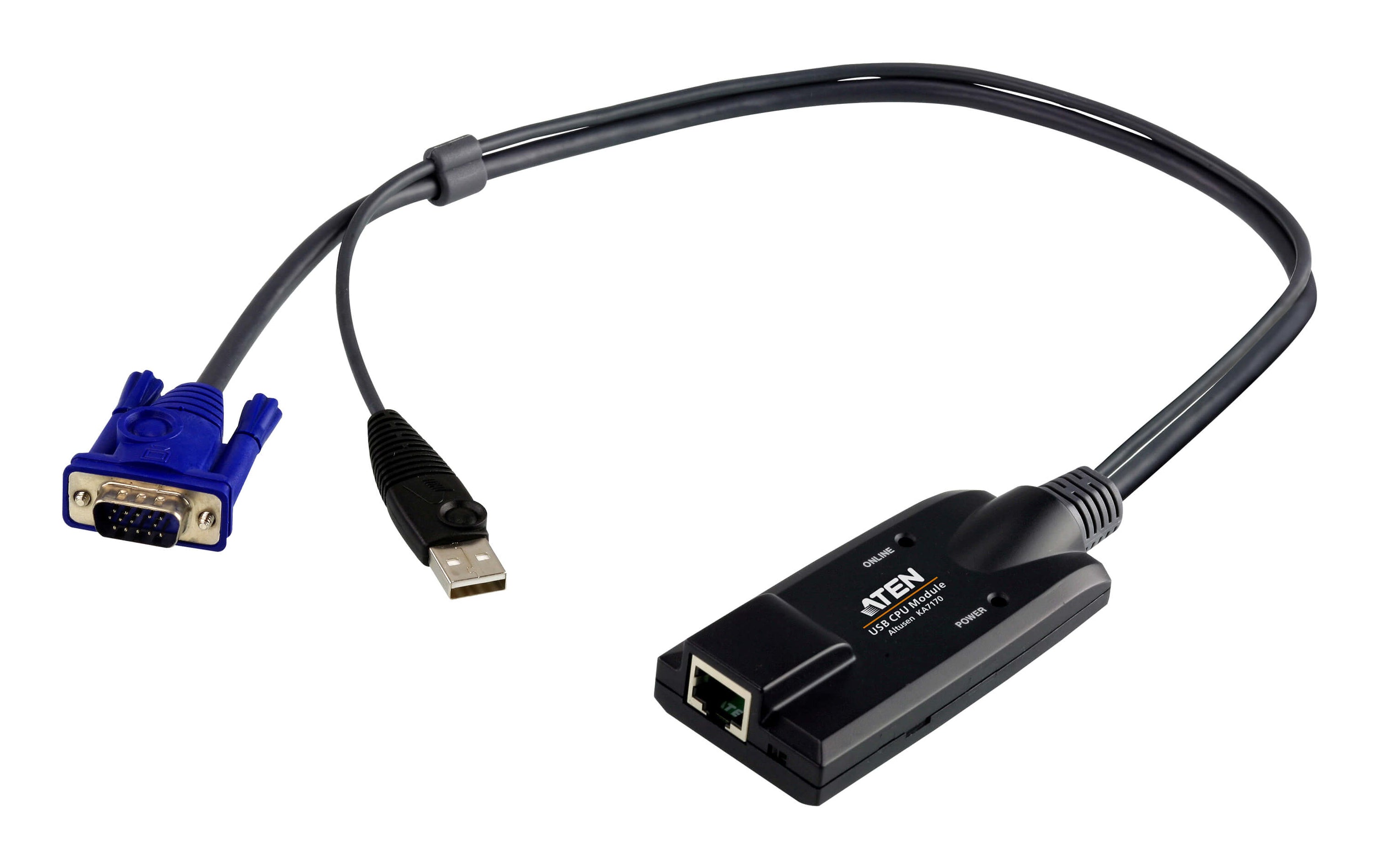 ATEN KA7170-AX câble kvm Noir, Bleu, Métallique