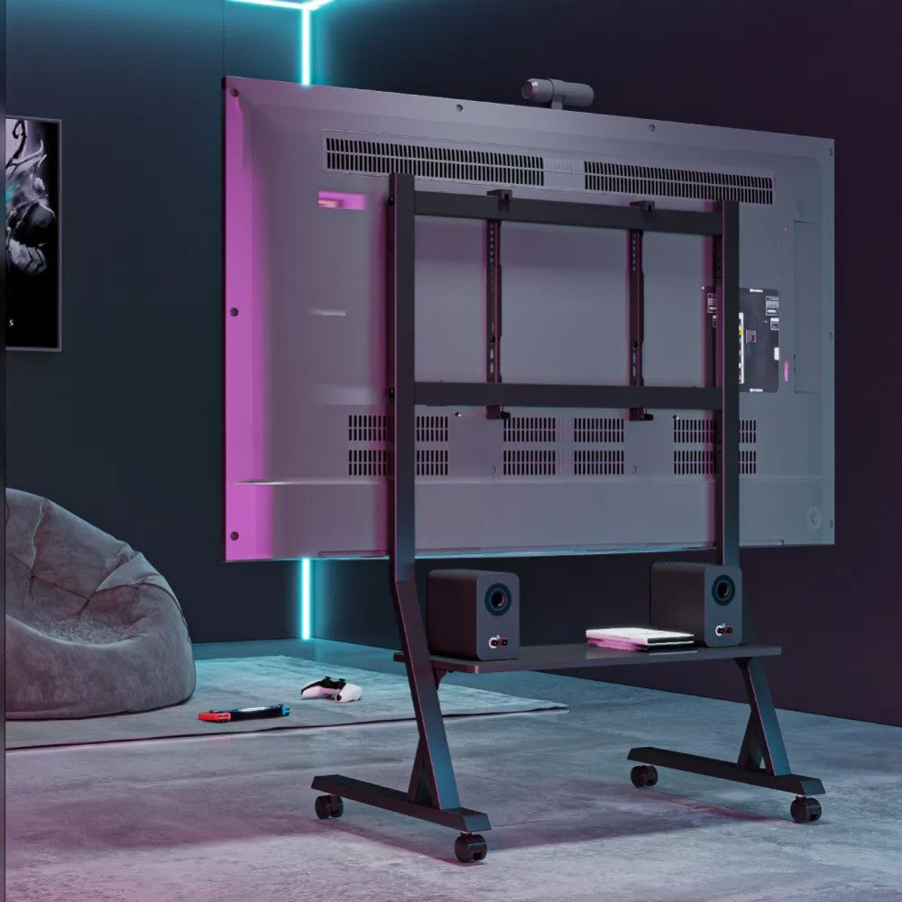Techly ICA-TR325 Support TV mobile 45-90” jusqu'a 60kg étagere AV réglable