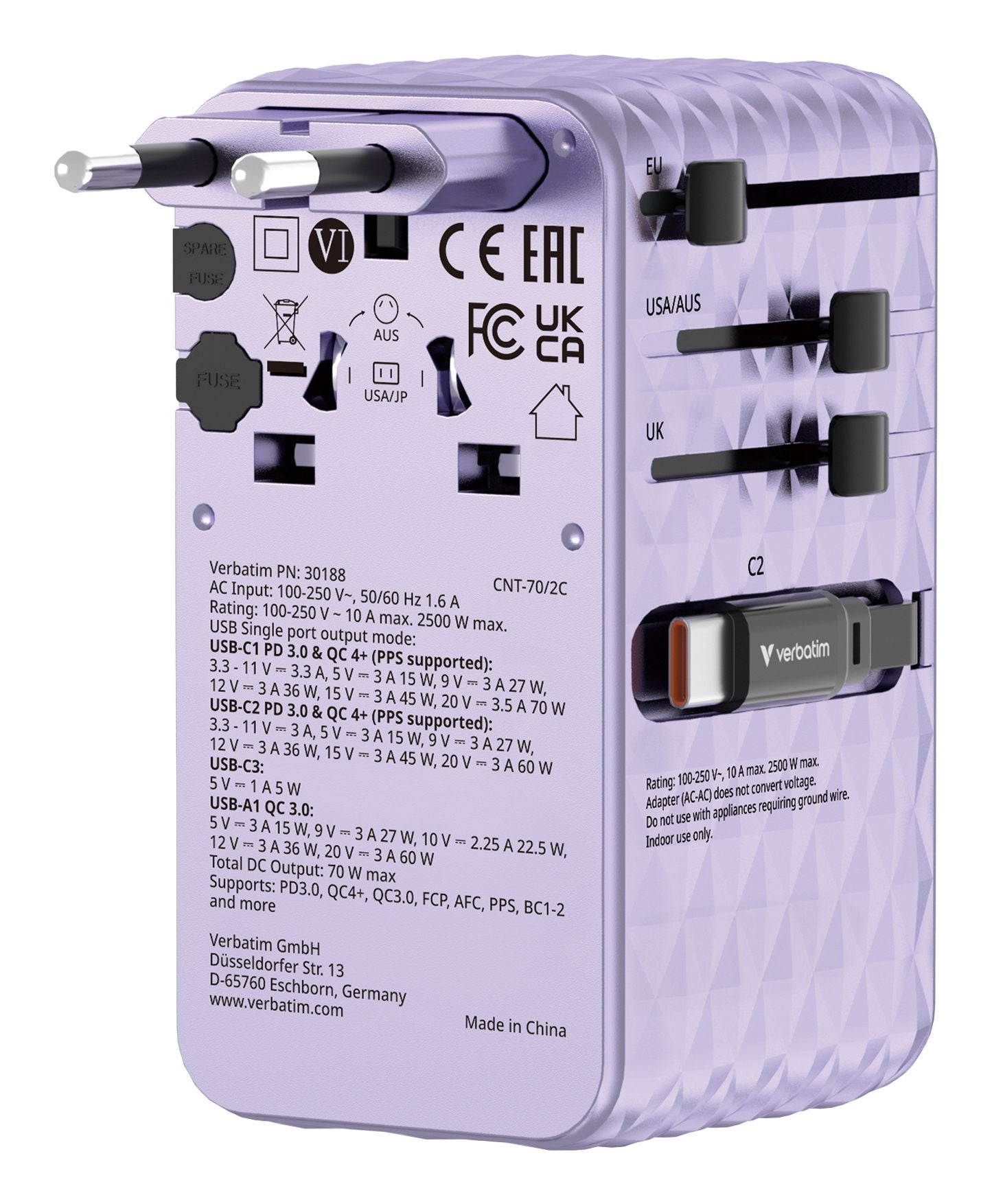 Charge 'n' Travel 70W 2C retractable U