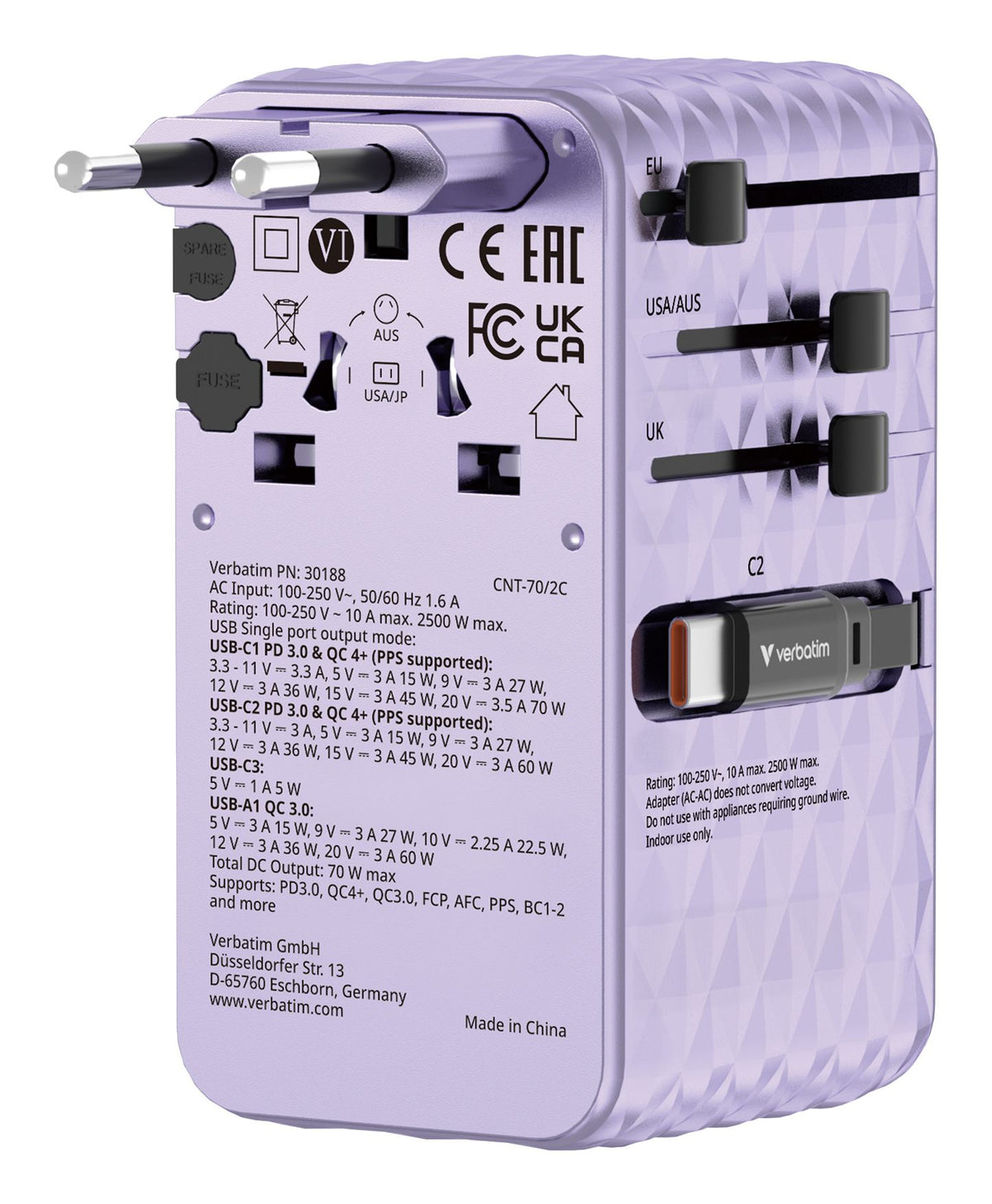 Charge 'n' Travel 70W 2C retractable U