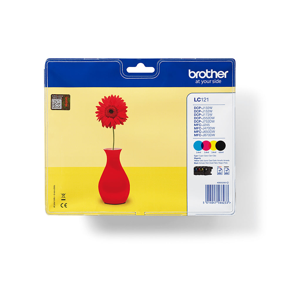 Brother LC-121VALBPDR cartouche d'encre 4 piece(s) Original Noir, Cyan, Magenta, Jaune