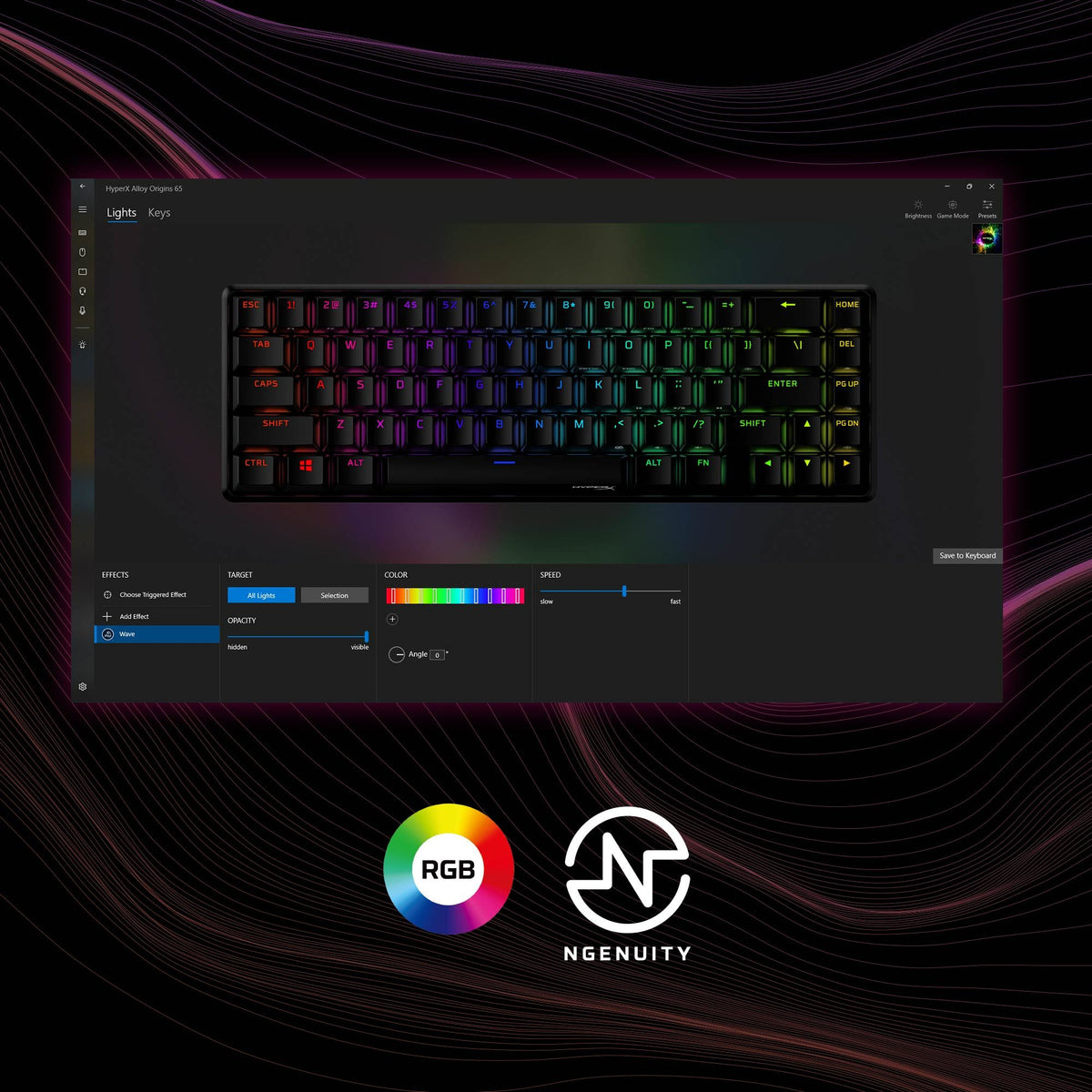 Clavier mécanique HyperX Alloy Origins 65 RGB - interrupteurs HX Red - QWERTY US INT