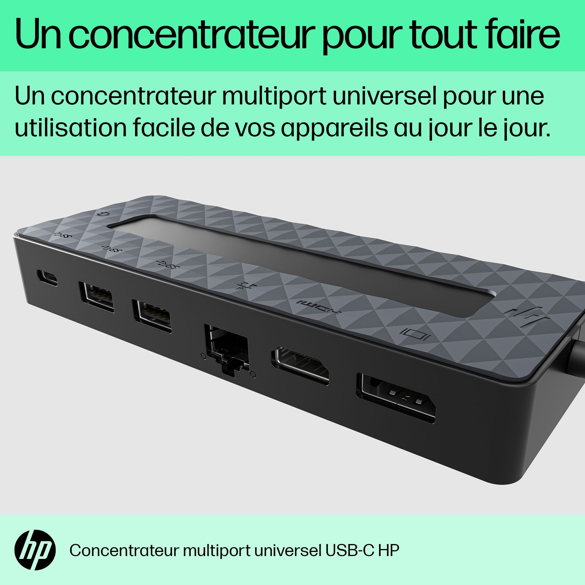 HP Universal USB-C Multiport Hub USB 3.2 Gen 1 (3.1 Gen 1) Type-C Noir