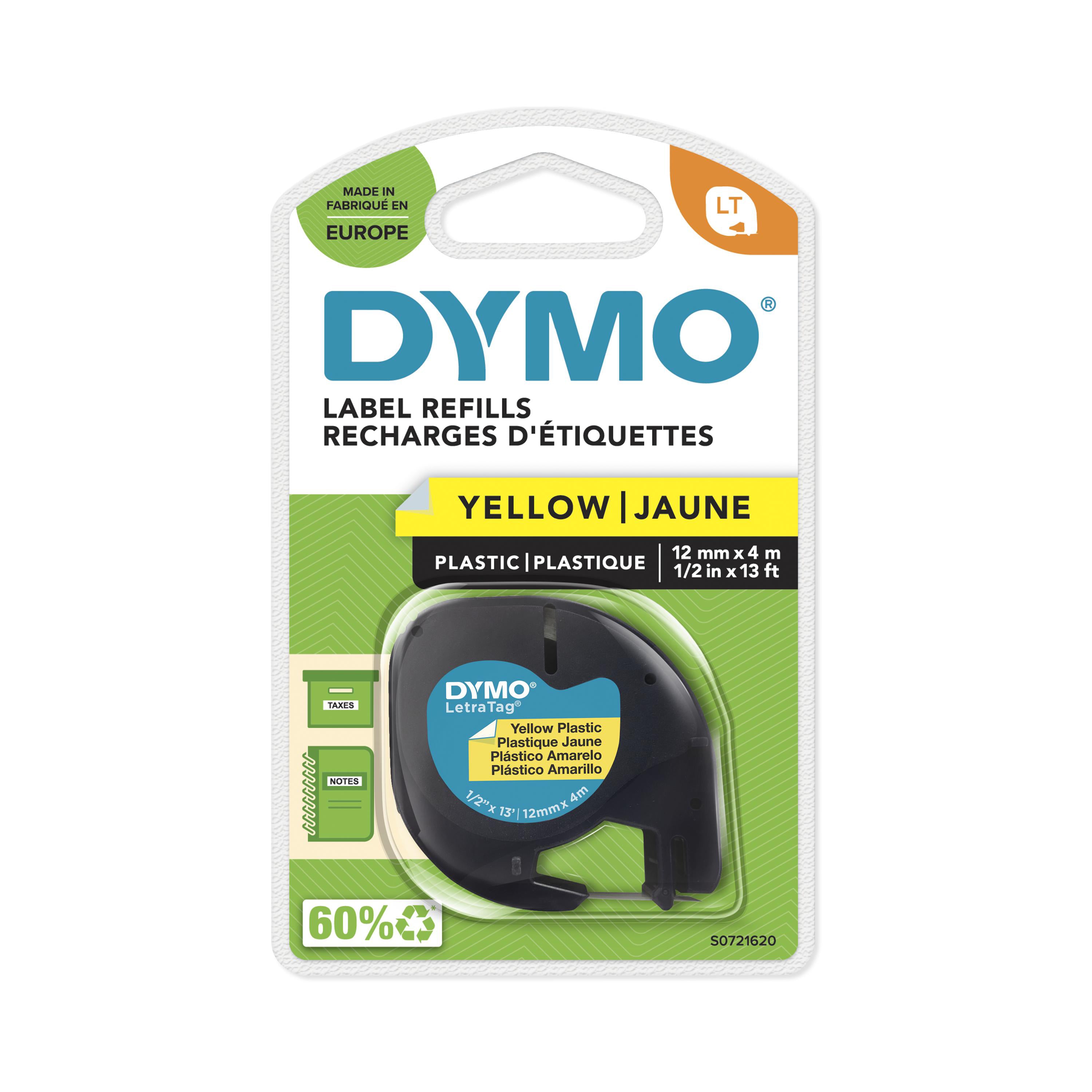 DYMO Ruban pour étiquette plastique LT 12 mm x 4 m, noir / jaune