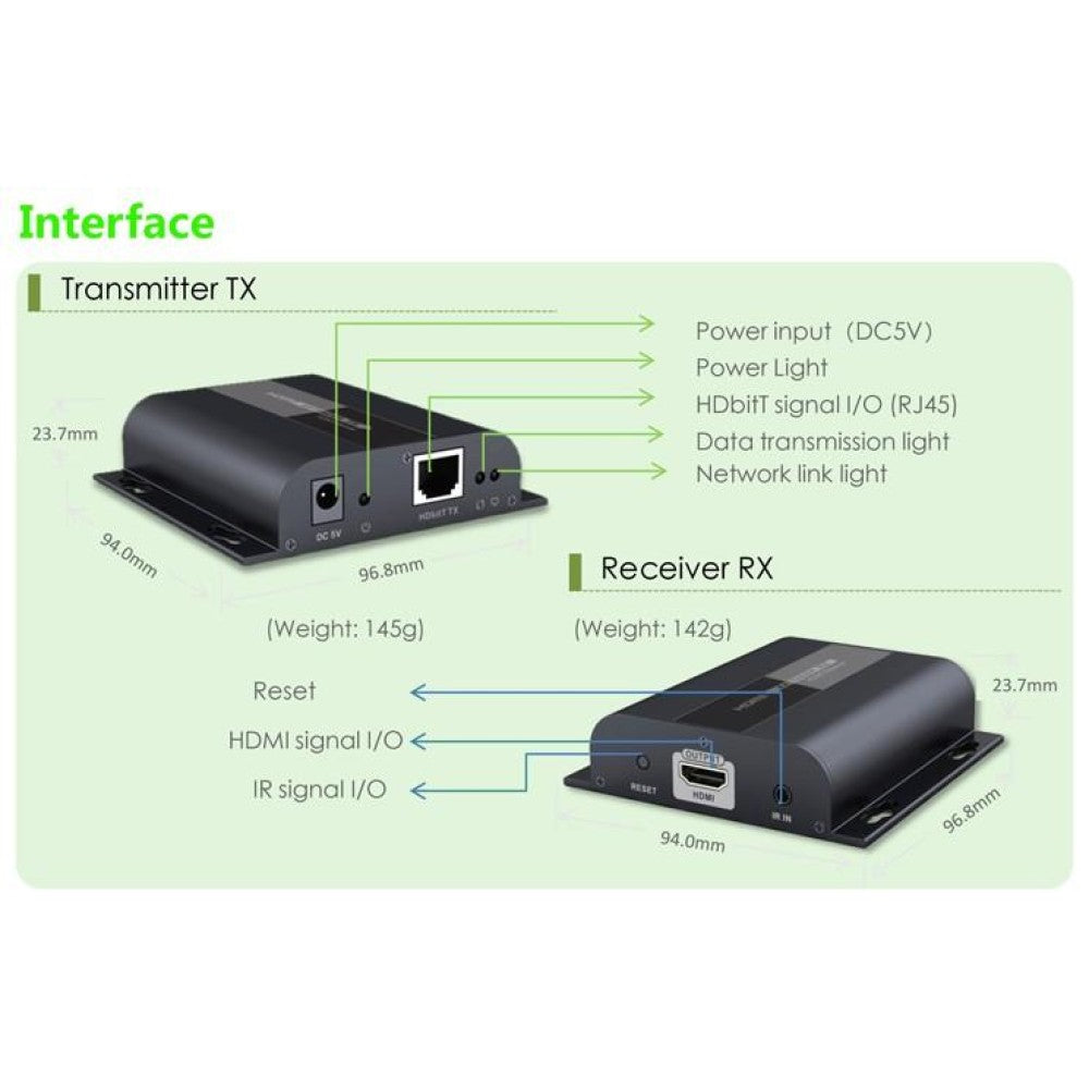 Techly IDATA EXTIP-383RV4 Extenseur RX HDMI 1.3 1080p60Hz jusqu'a 120m sur câble Cat6