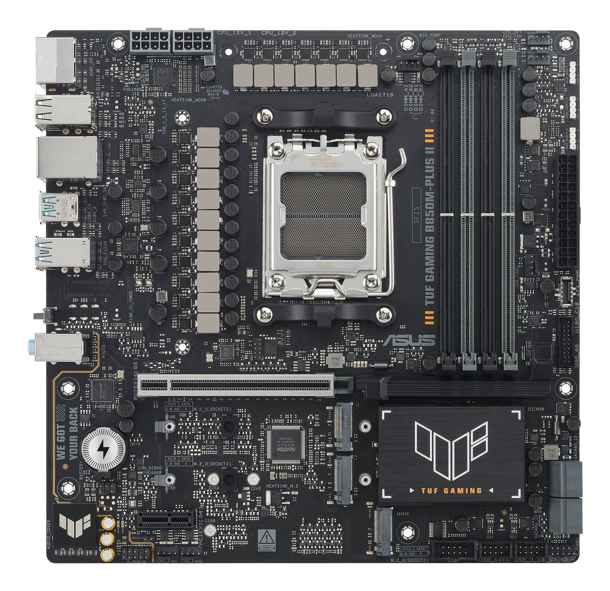 ASUS AMD TUF GAMING B850M-PLUS II Micro-ATX motherboard DDR5 PCIe 5.0 3xM.2 1xHDMI 1xDisplayPort