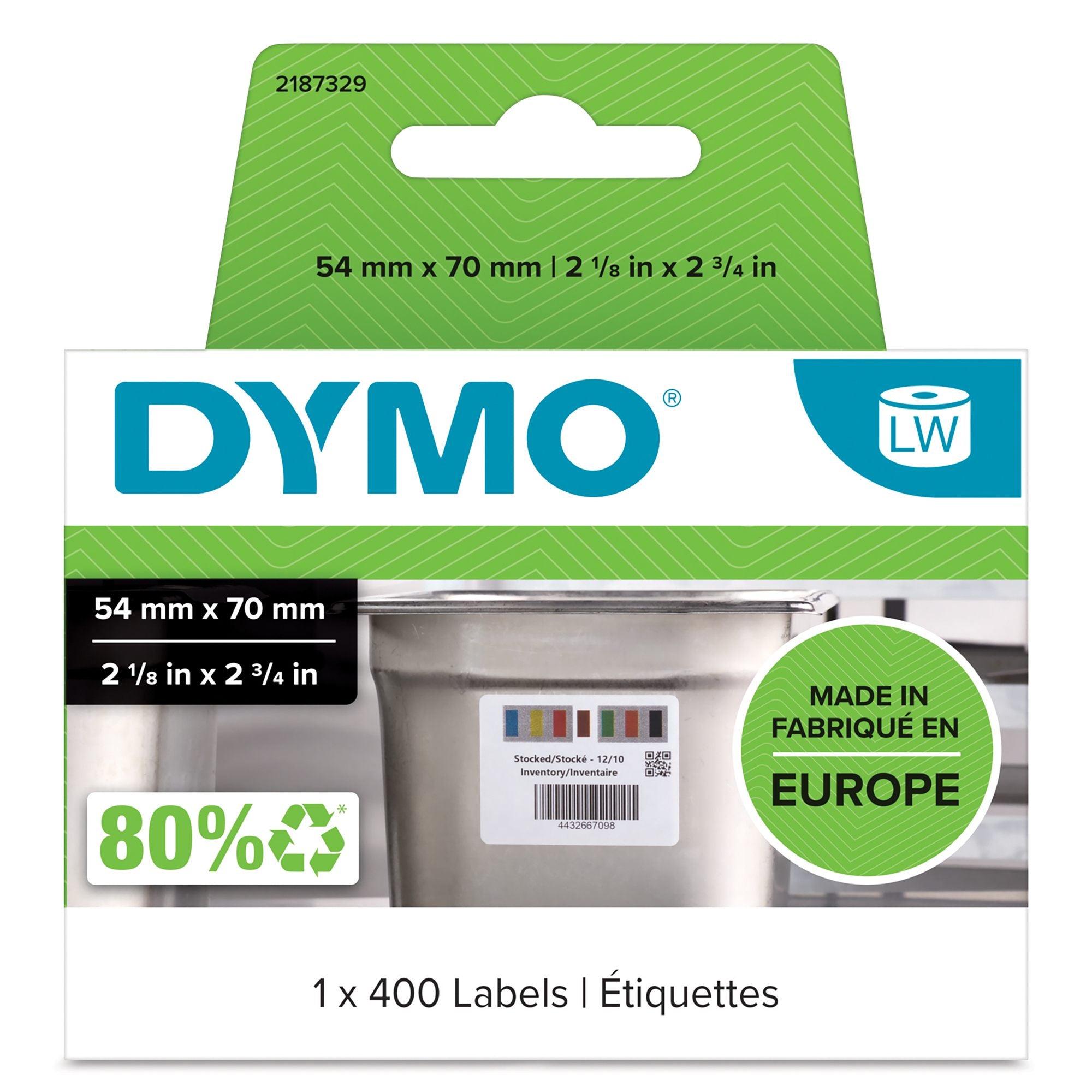 DYMO Etiquettes LabelWriter 54 x 70 mm, 400 étiquettes