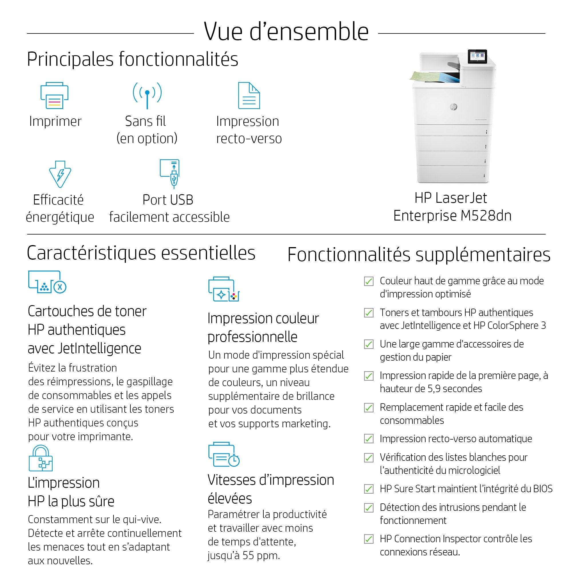 HP Color LaserJet Enterprise M856dn Printer colour Duplex laser A3 1200x1200dpi 56ppm mono 56ppm colour 650sheets USB LAN