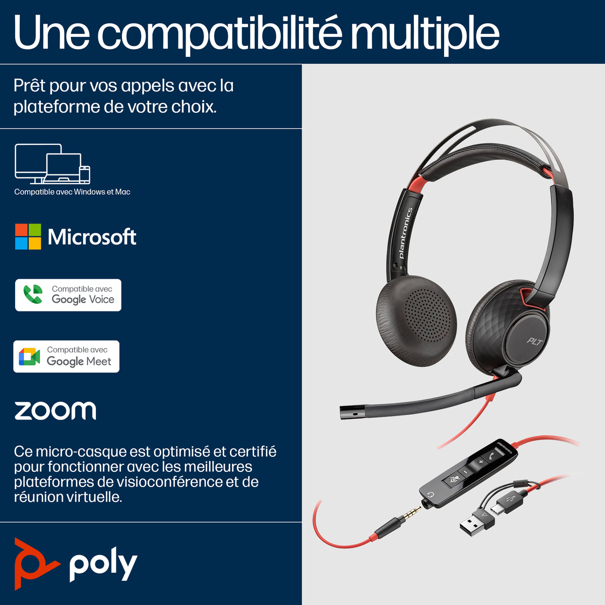 Poly BW 5220 USB-C HS+3.5mmP+USB-C/A
