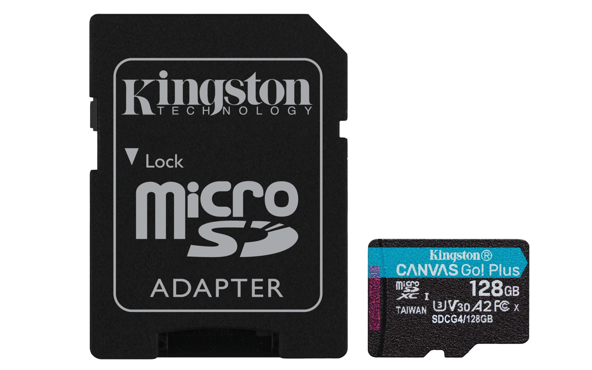 KINGSTON 128Go microSDXC Canvas Go Plus Gen4 200Mo/s A2 U3 V30 Card + Adapter