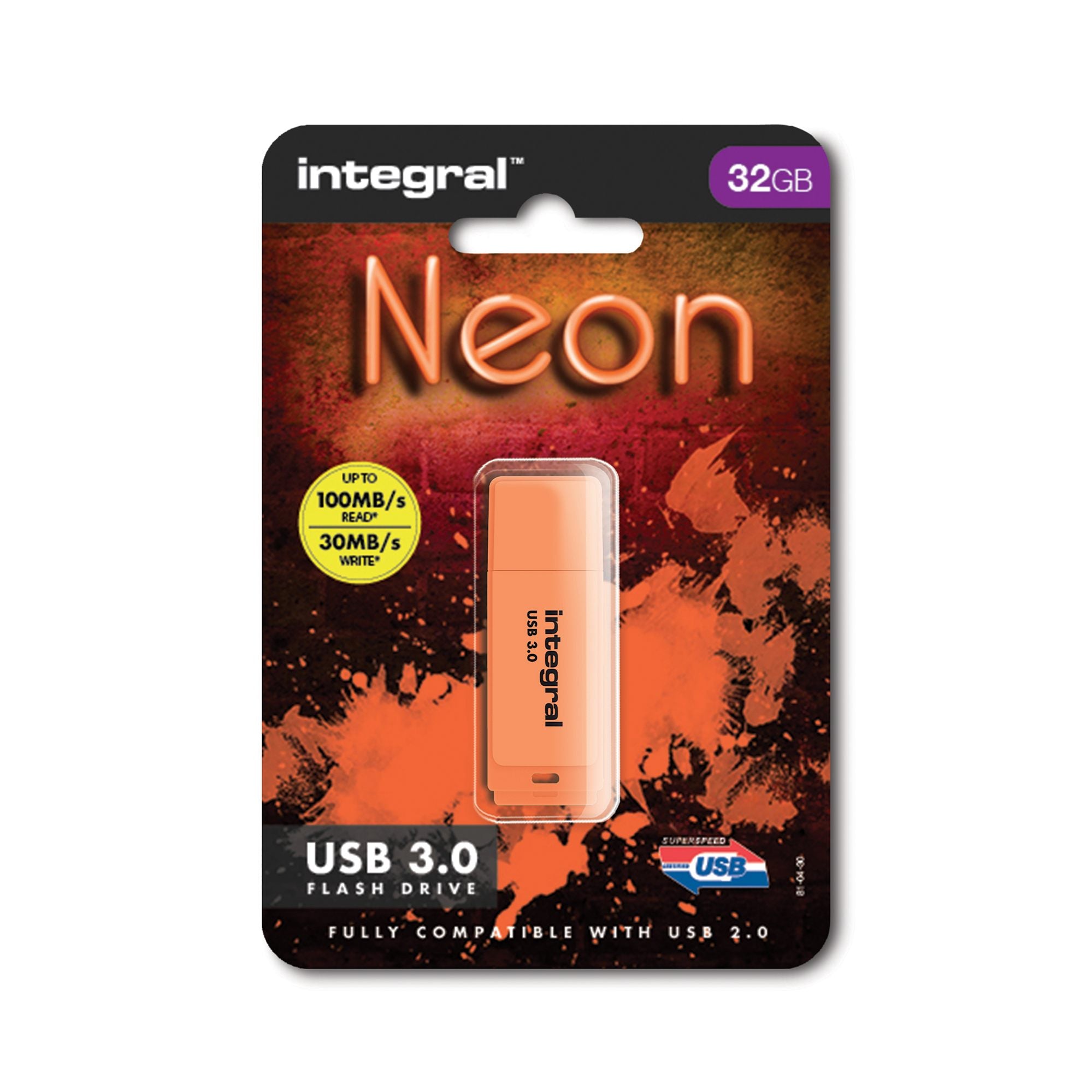 USB Flash Drive NEON USB 3.0 ORANGE 32GB