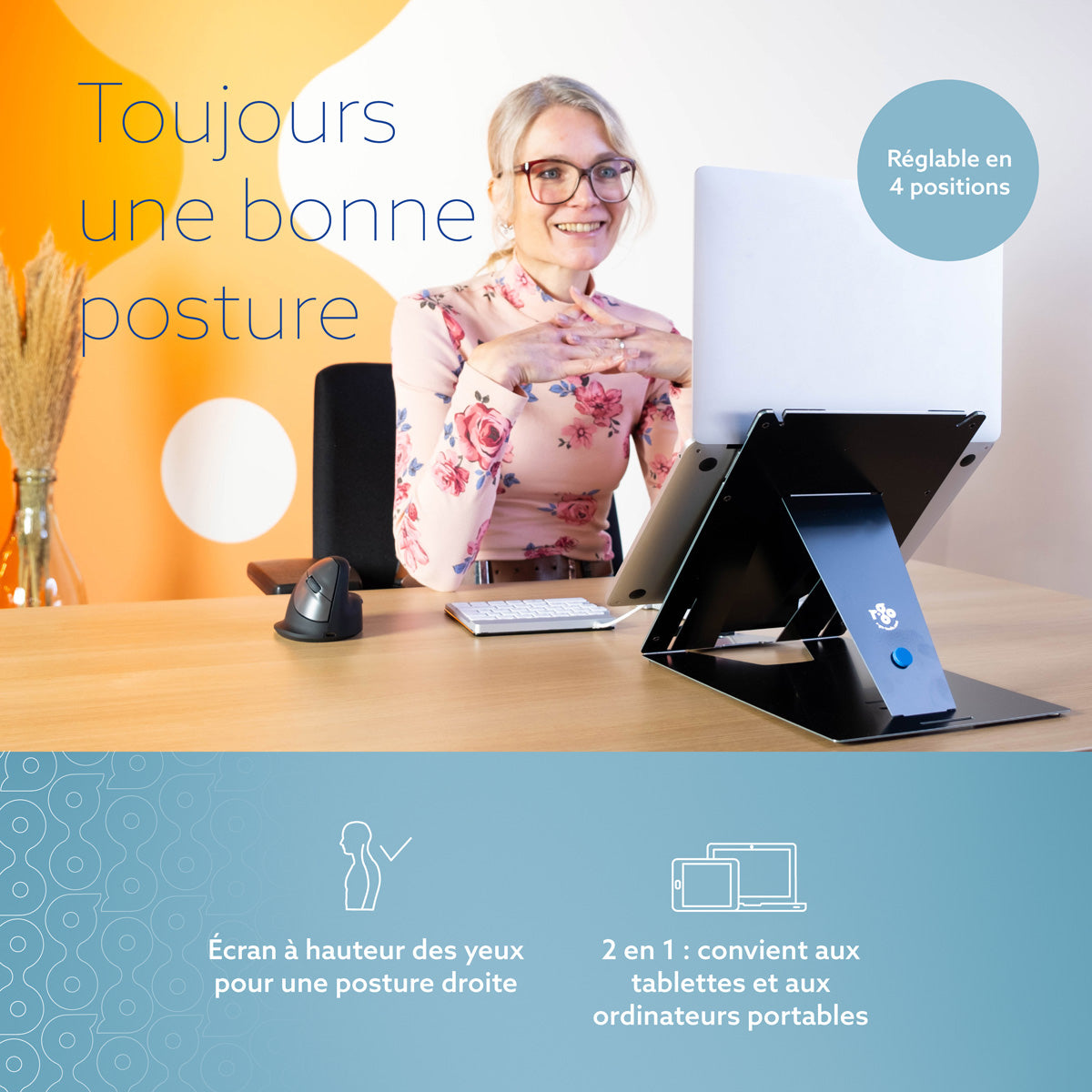 R-GO TOOLS Support pour PC portable & tablette Riser Duo