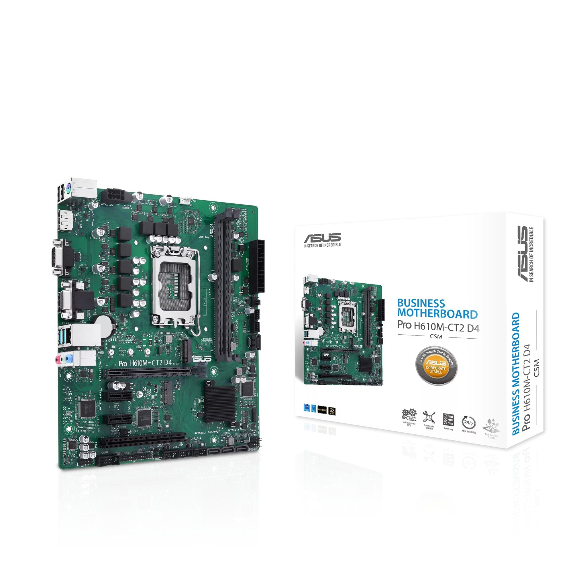 ASUS PRO H610M-CT2 D4-CSM LGA1700 2DDR4 microATX 4xSATA MB 1xD-Sub 1xM.2 1xPCIe 4.0