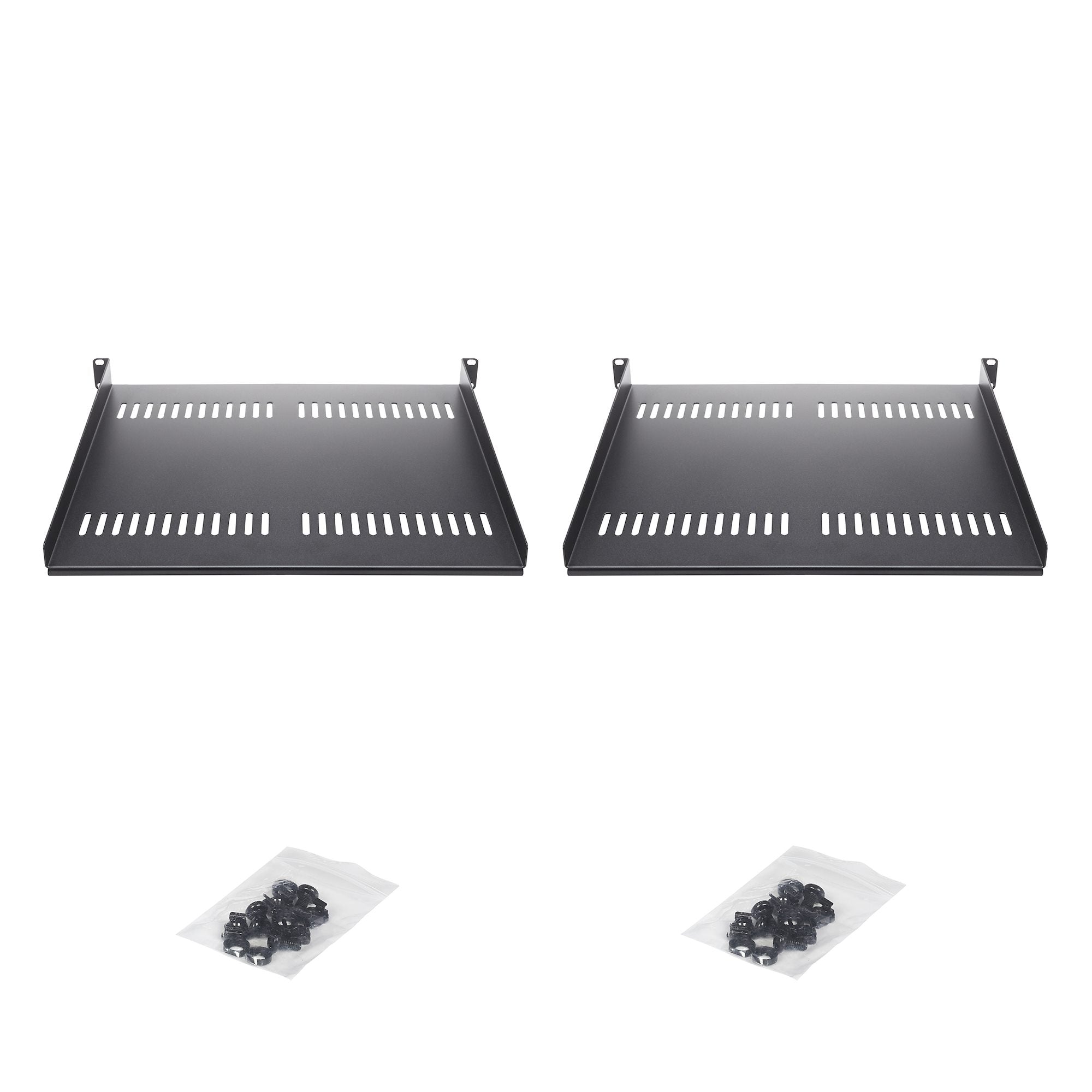 2-Pack 1U Server Rack Shelf Vented