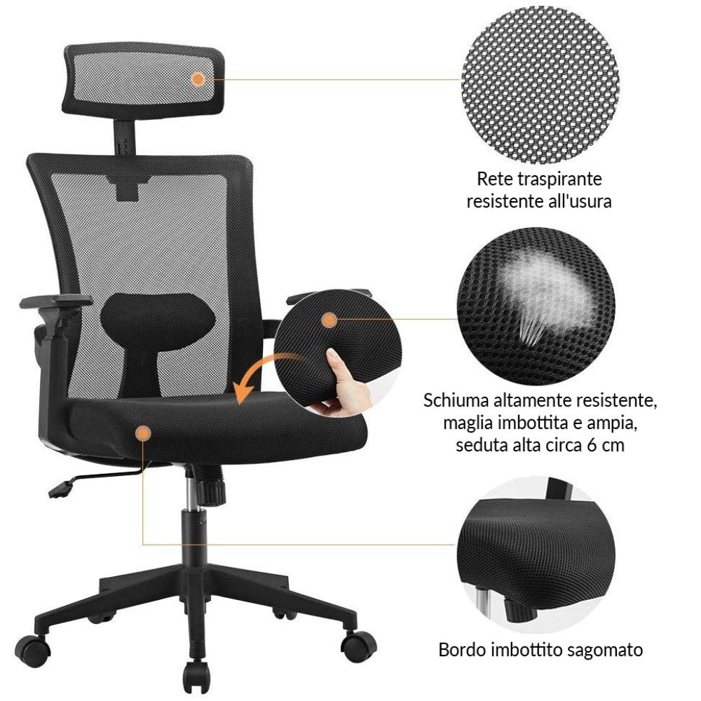 Techly ICA-CT MC016 Chaise de bureau noire 16