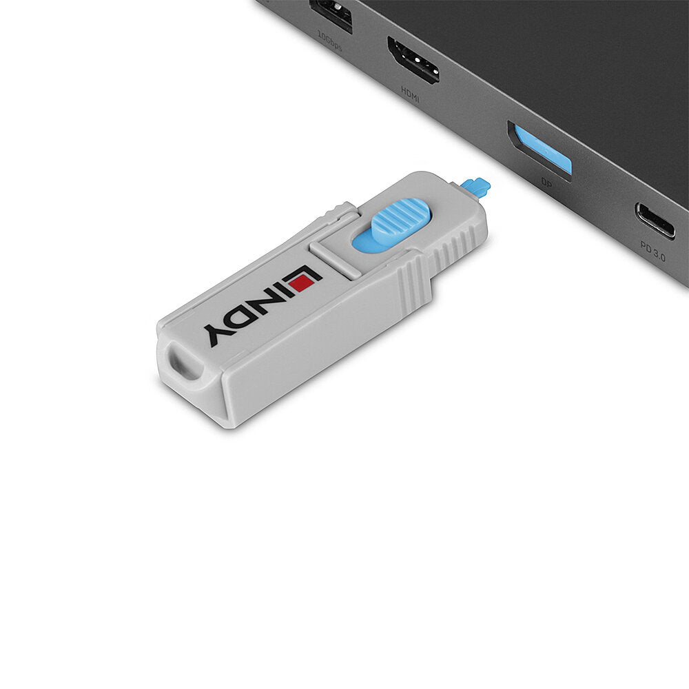 Lindy DisplayPort Port Blocker - 4 pieces + key, Blue