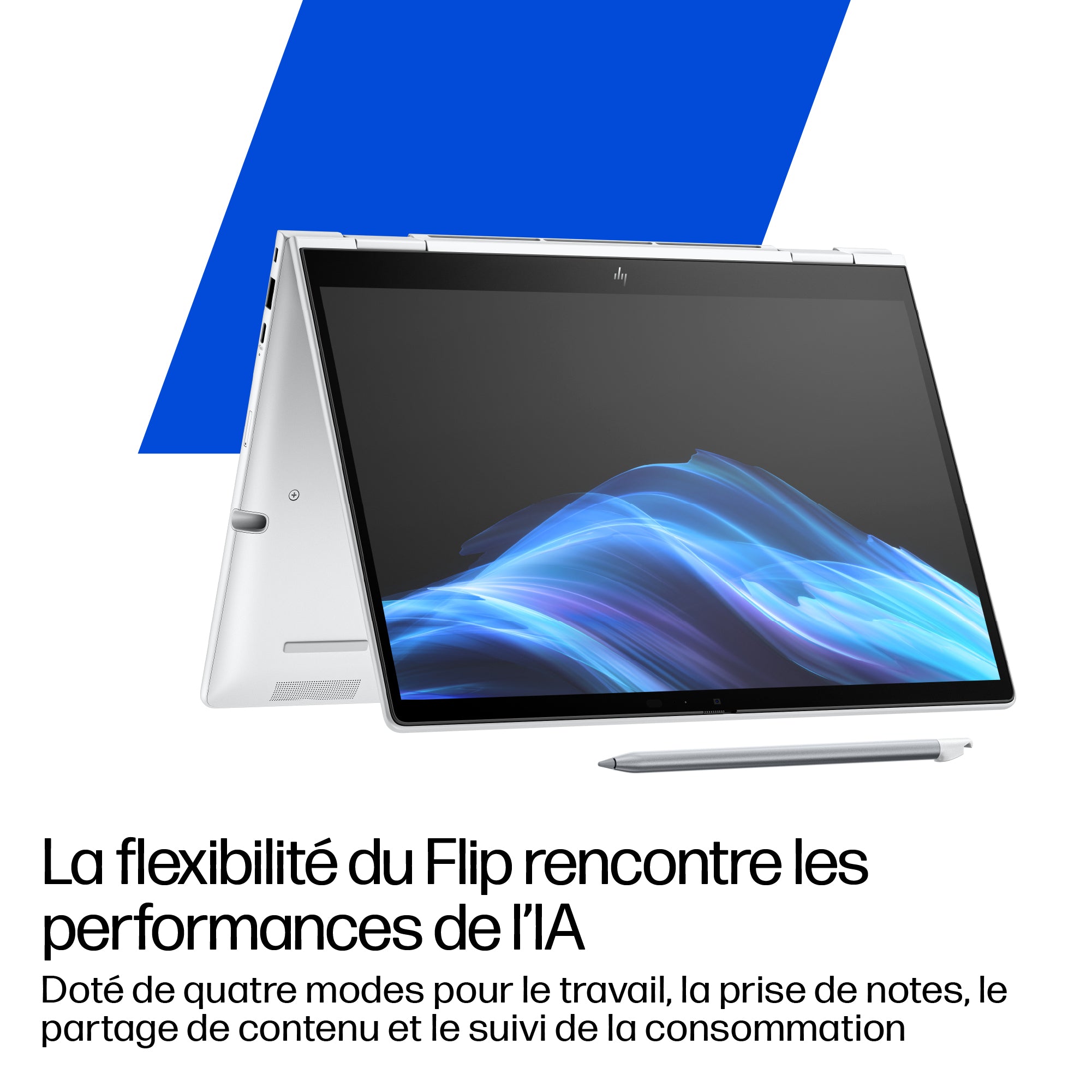 HP EliteBook 8 G1i Flip IA Nouvelle génération Intel Core Ultra 5 225U 13.3p WUXGA 16Go 512Go SSD UMA W11P Copilot + PC 3/3/0