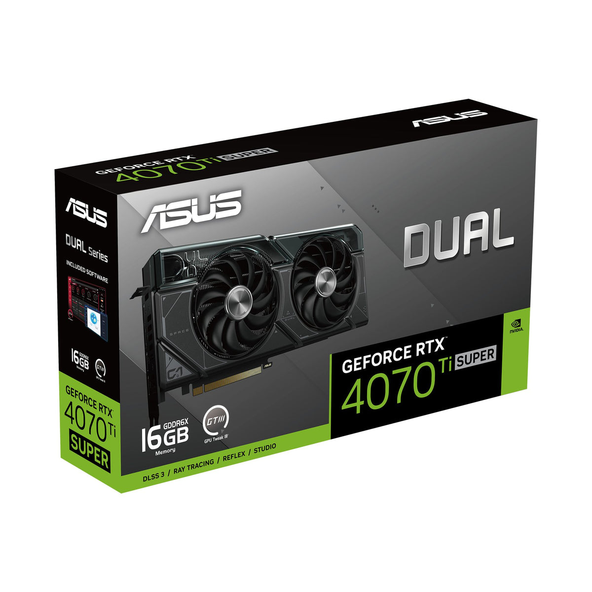 ASUS Dual GeForce RTX 4070 Ti SUPER 16Go GDDR6X PCIe 4.0 HDMI 2.1a DisplayPort 1.4a