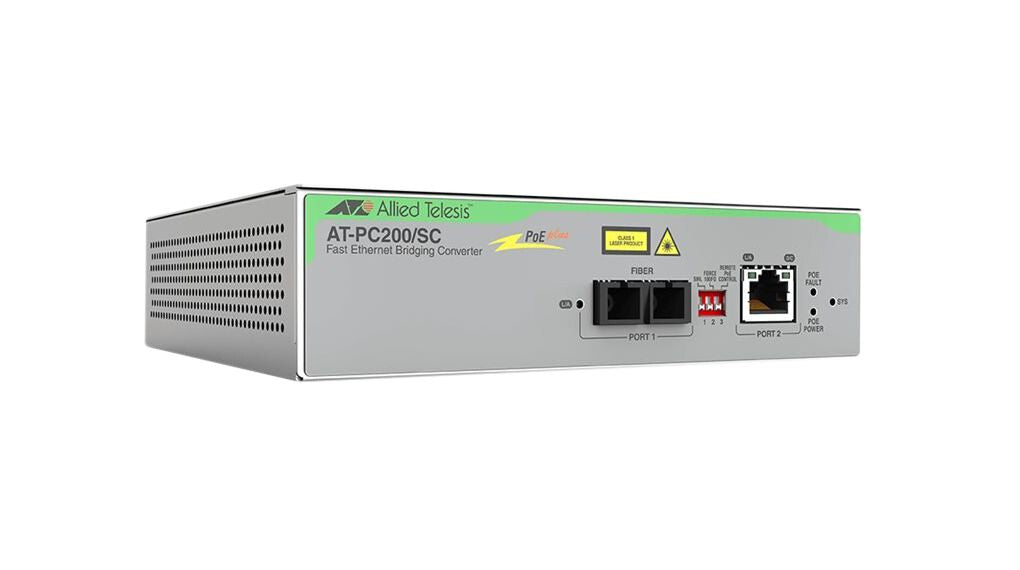 ALLIED TAA Federal 10/100TX to 100FX/SC POE+ Media & Rate Converter Universal PSU