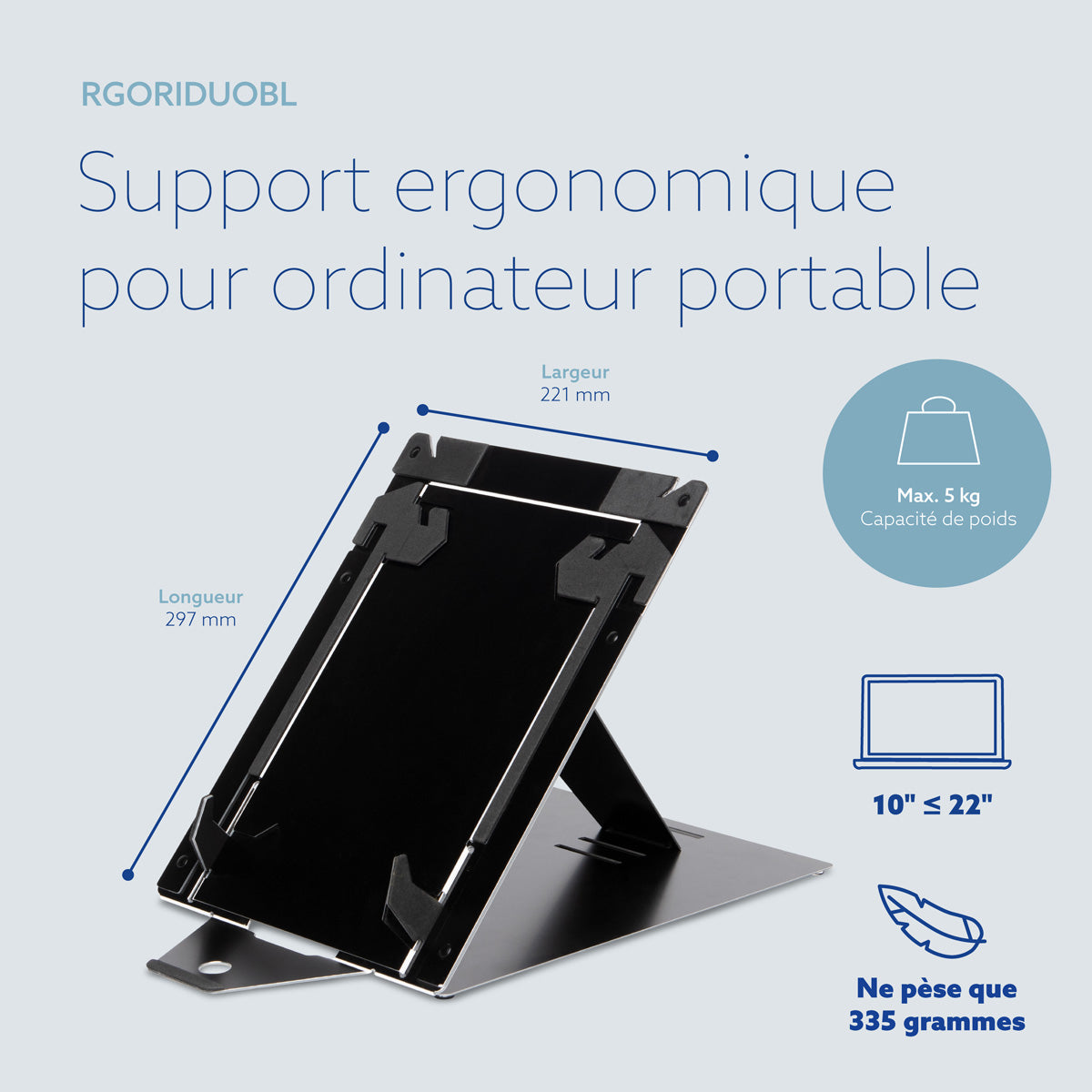R-GO TOOLS Support pour PC portable & tablette Riser Duo