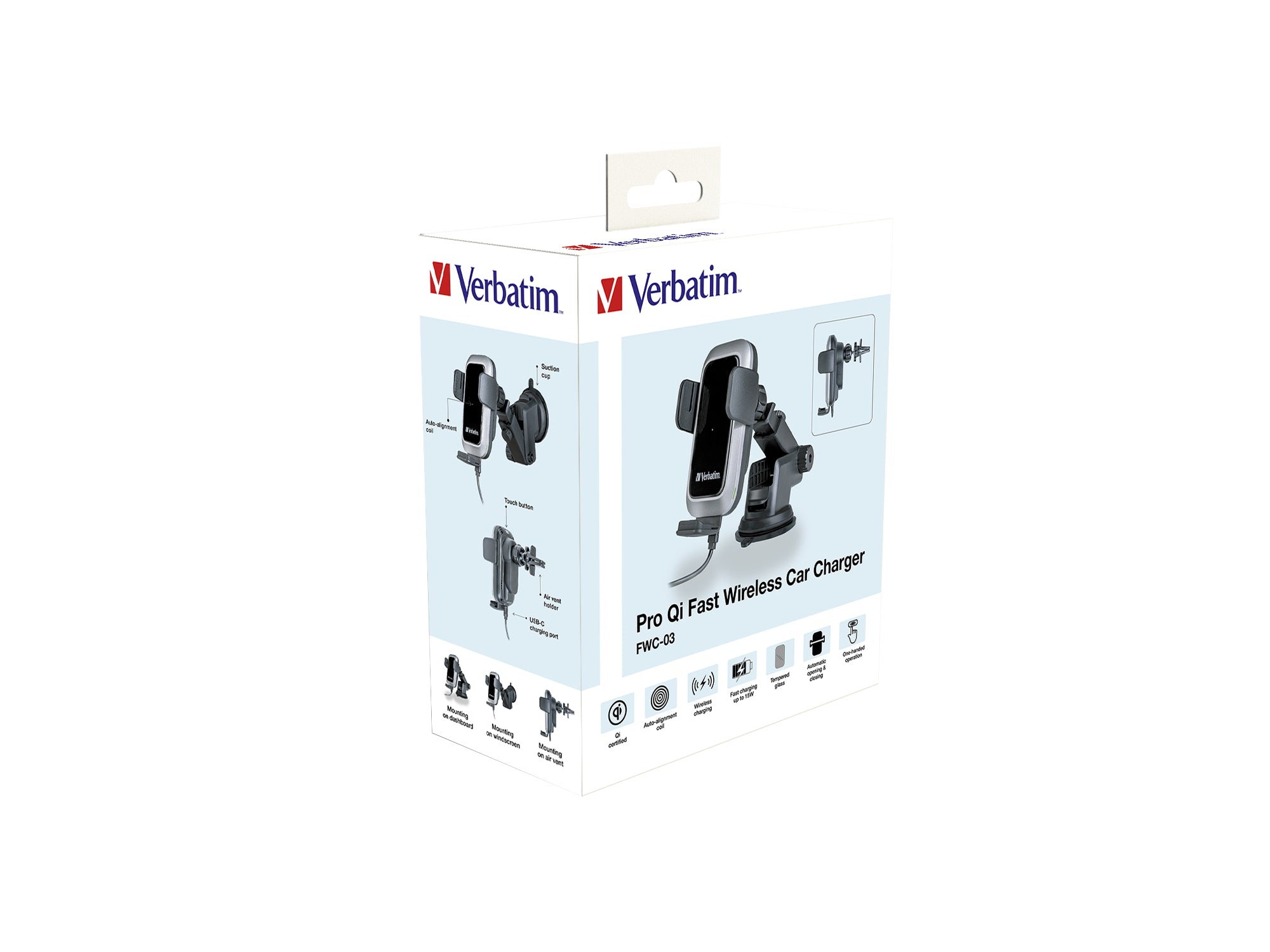 VERBATIM FWC-03 PRO QI FAST WIRELESS CAR CHARGER WCF (P)