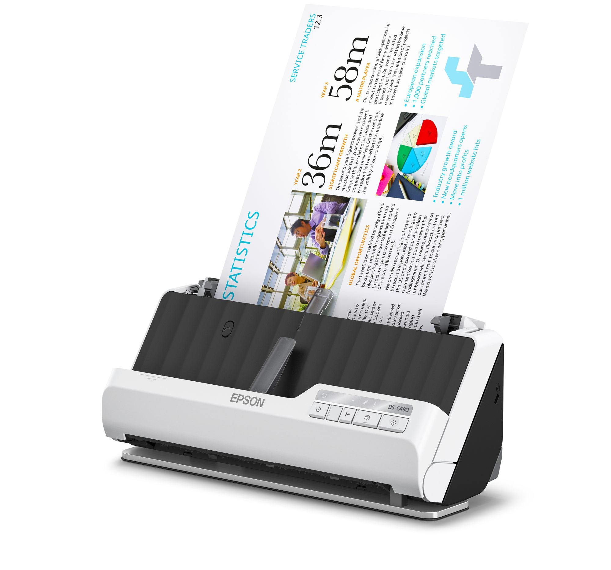 EPSON WorkForce DS-C490 Duplex Scanner A4/Legal 600dpi x 600dpi 40ppm ADF 20pages USB2.0