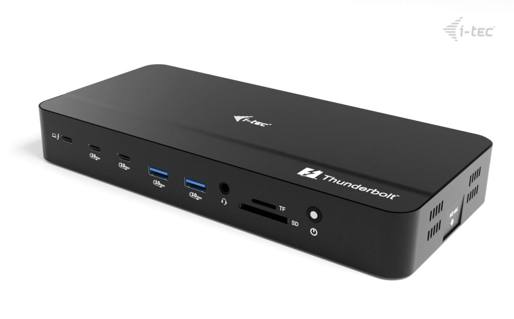 I-TEC TB5 Triple DisplayDS 2xTB5 1xDP 1x2.5GLAN 1xM.2 slot 1xAudio/Mic 2xUSB-C Gen2 2xUSB-A Gen2 2xUSB 2.0 SD+TF Cardreader PD 140W