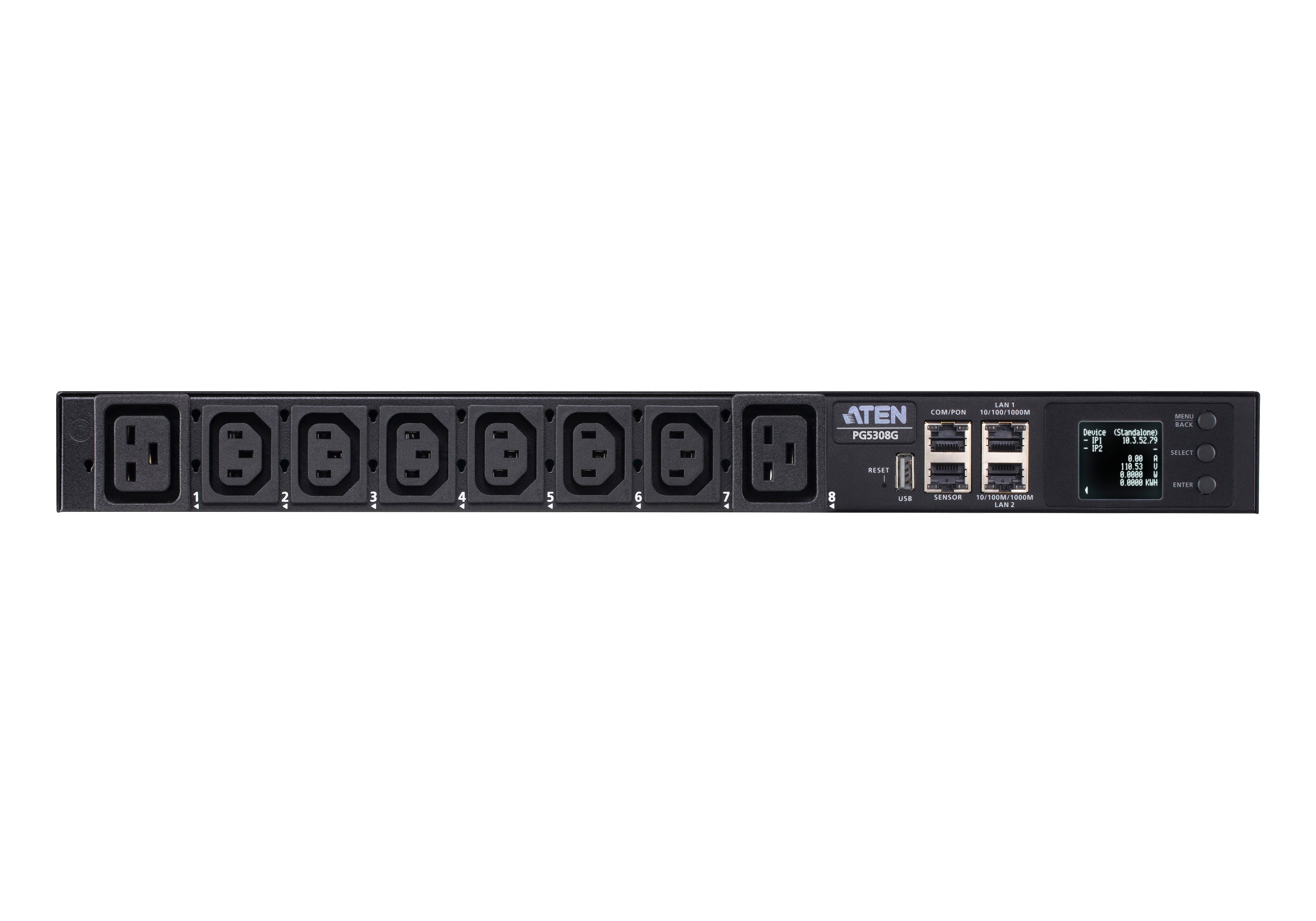 ATEN PG5308G ECO PDU MULTIPRISE IP 6xC13+2xC19 mesuré