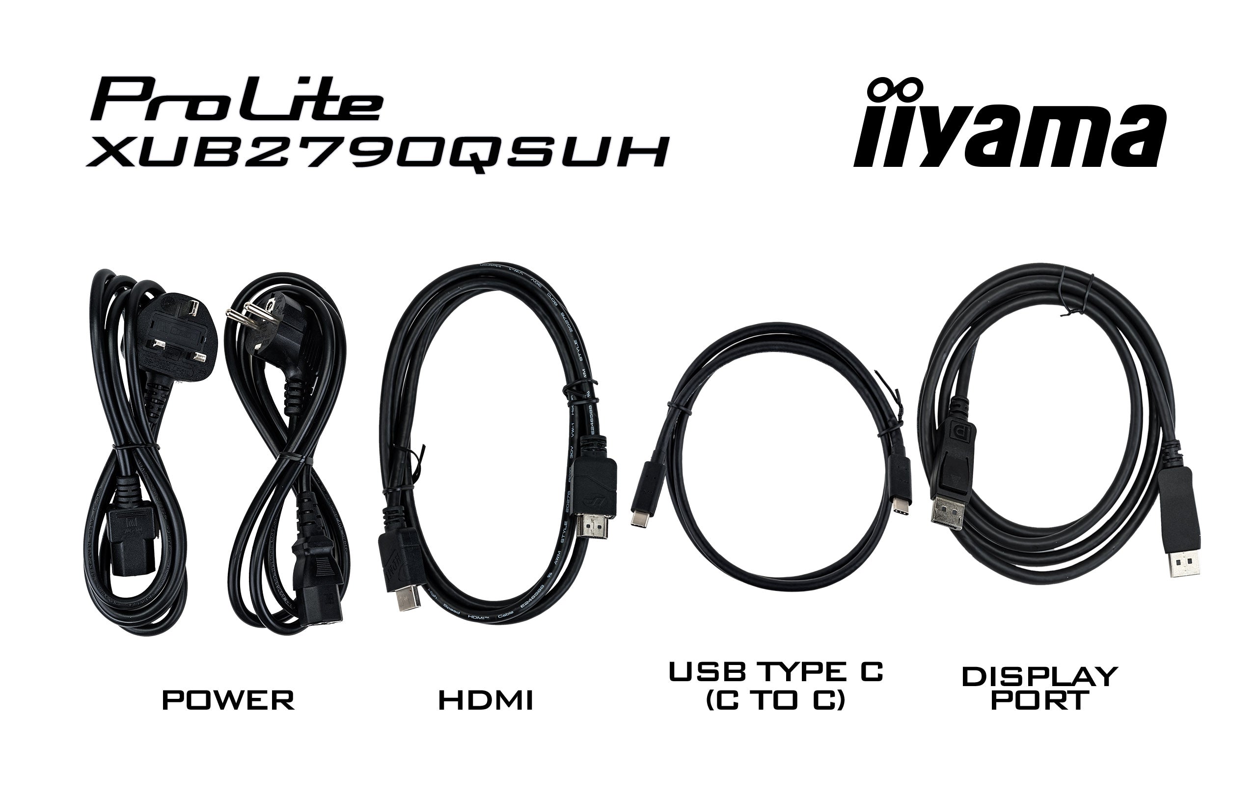 iiyama XUB2790QSUH-B2 27 pouces IPS-panel 2560x1440 100Hz Windows Hello Webcam 5MP Mise au point automatique Support réglable en hauteur 15cm 4ms 250