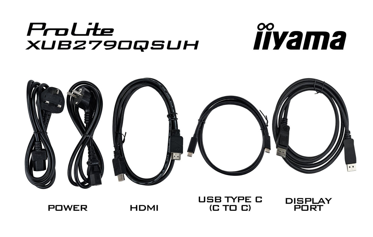 iiyama XUB2790QSUH-B2 27 pouces IPS-panel 2560x1440 100Hz Windows Hello Webcam 5MP Mise au point automatique Support réglable en hauteur 15cm 4ms 250