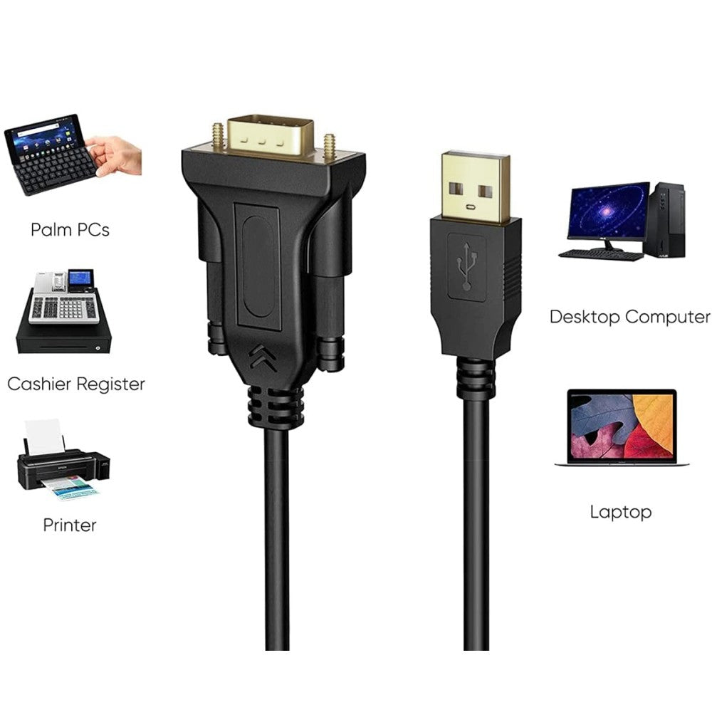 Techly IDATA USB2-SER-1A Convertisseur USB vers RS232/DB9 M/M avec câble de 1,5 m Polybags
