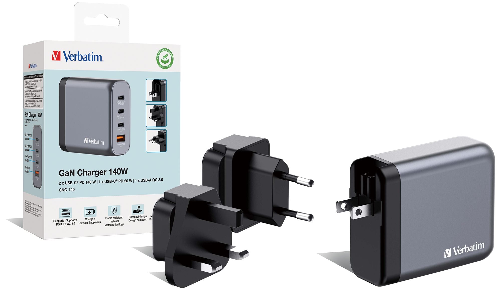 GNC-140 GaN Charger 4 Port 140W USB A/C