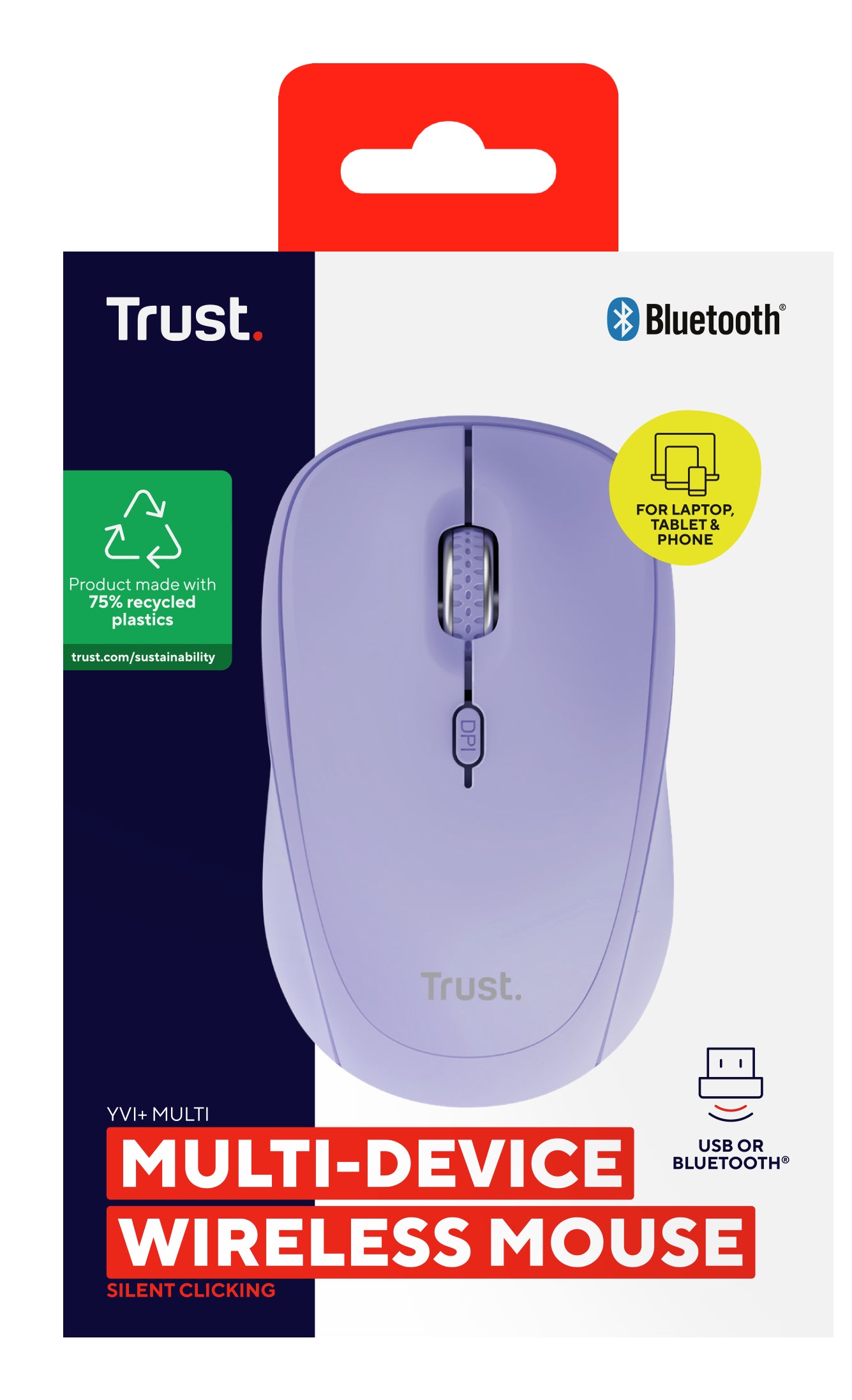 TRUST Souris sans fil compacte YVI+ Multi-connexion Bluetooth + 24 Ghz - Noire