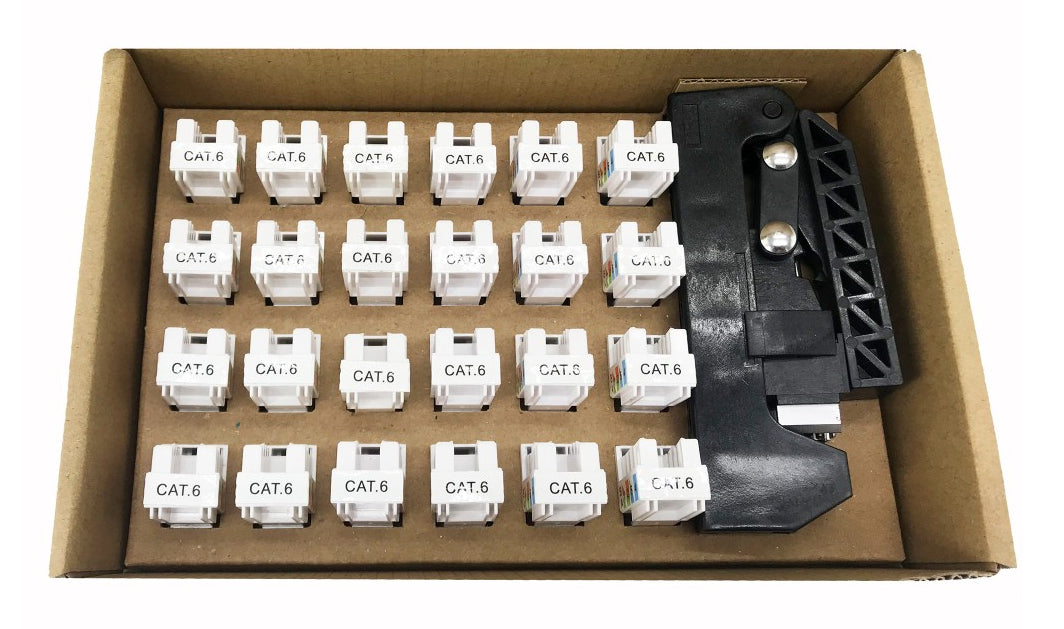 Techly IWP-KIT-C6U90 Ensemble de 24 modules Keystone Cat6 UTP avec outil de sertissage