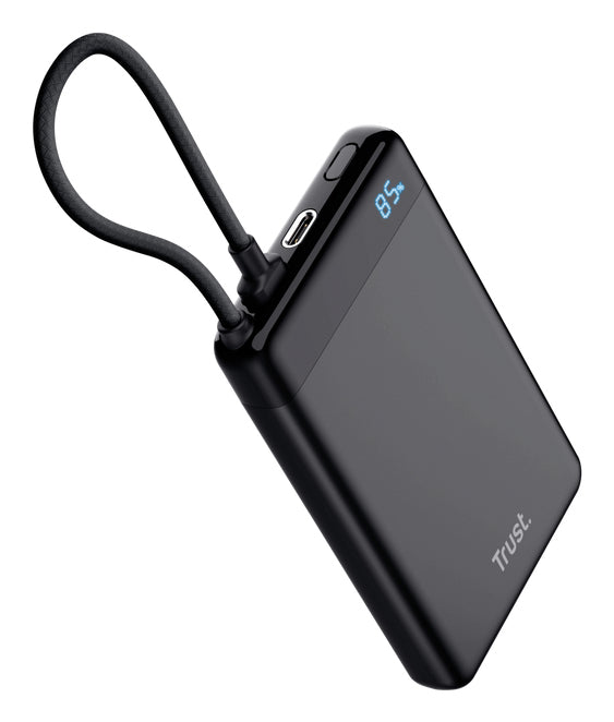 TRUST Powerbank FIERA 10.000 mAh avec câble fixe USB-C - Black