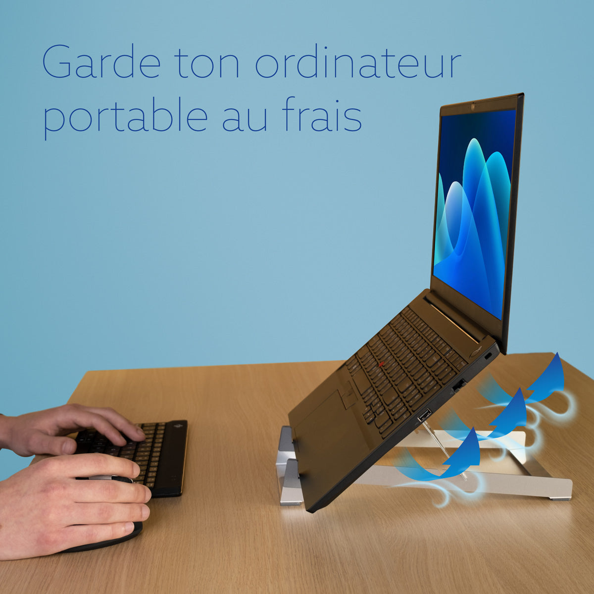 R-GO TOOLS Support pour PC portable Riser Basic, argent