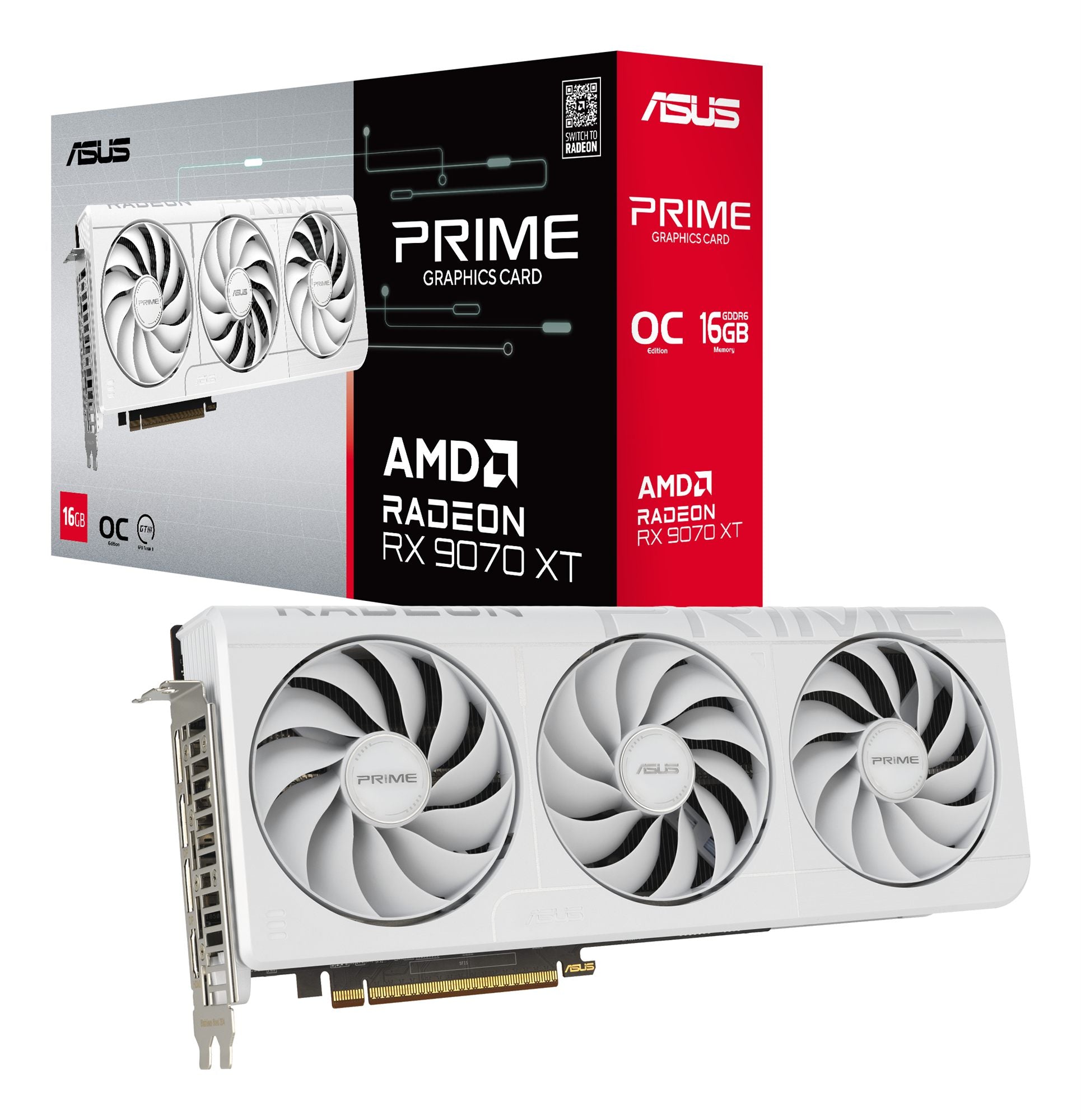 ASUS Prime Radeon RX 9070 XT White OC Edition 16Go GDDR6 Graphics Card PCIe 5.0 HDMI 2.1 DisplayPort 2.1a