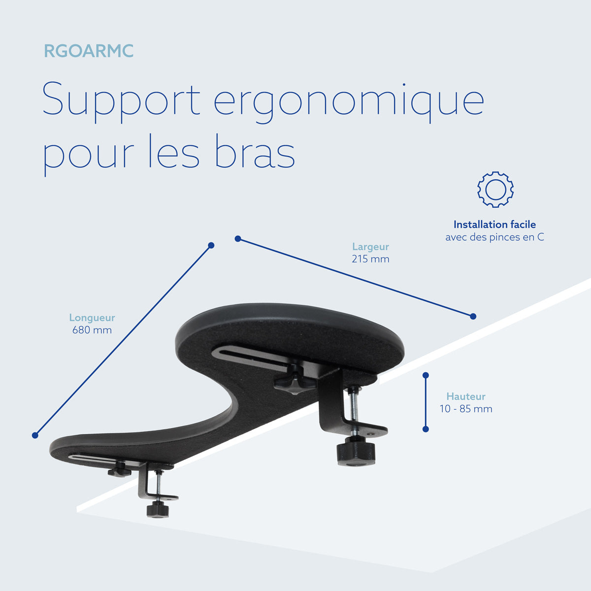 R-GO TOOLS Accoudoir symétrique avec découpe abdominale