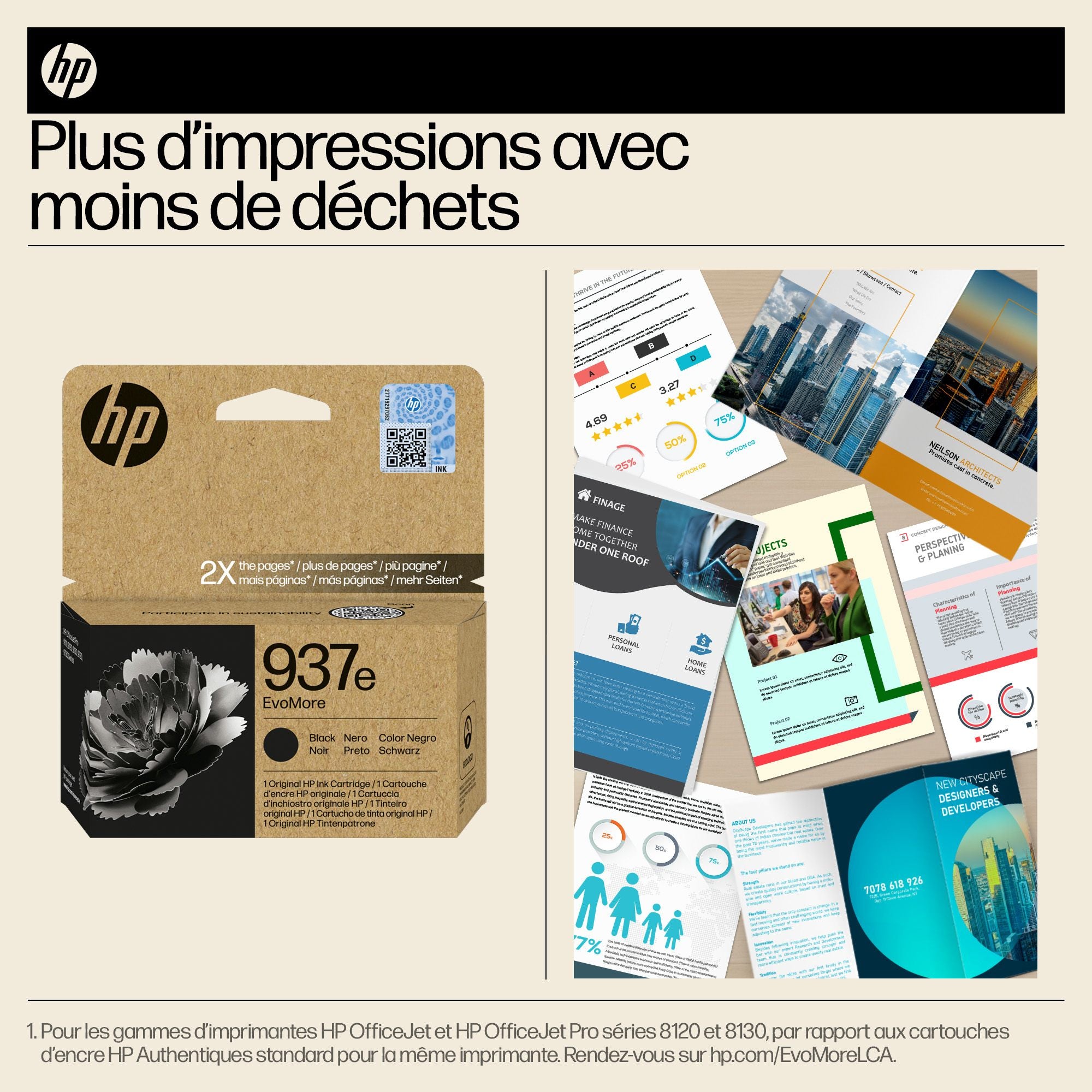 HP 937e EvoMore Black Original Ink Cartridge cartouche d'encre 1 piece(s) Rendement élevé (XL)