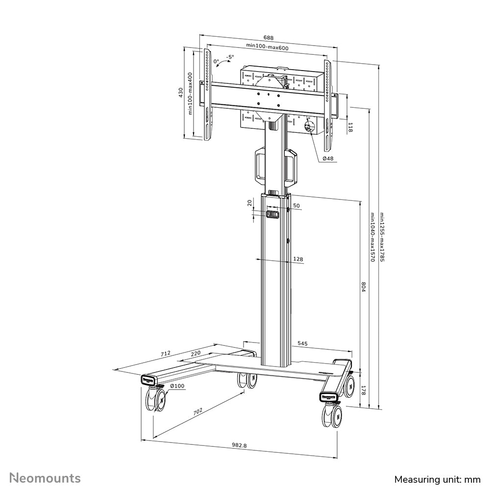 NEOMOUNTS FL50S-825WH1 Support au sol mobile pour écran 37-75p - TÌV
