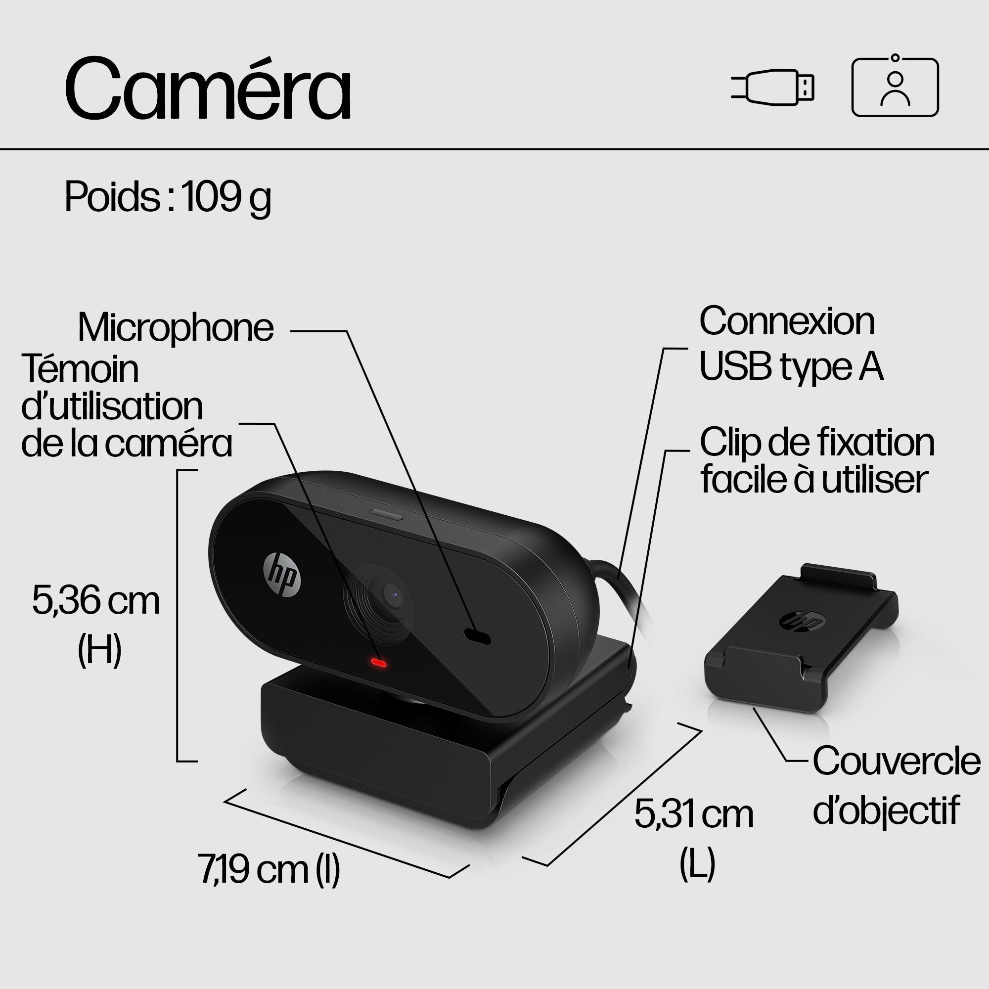 HP 320 FHD webcam 1920 x 1080 pixels USB Noir