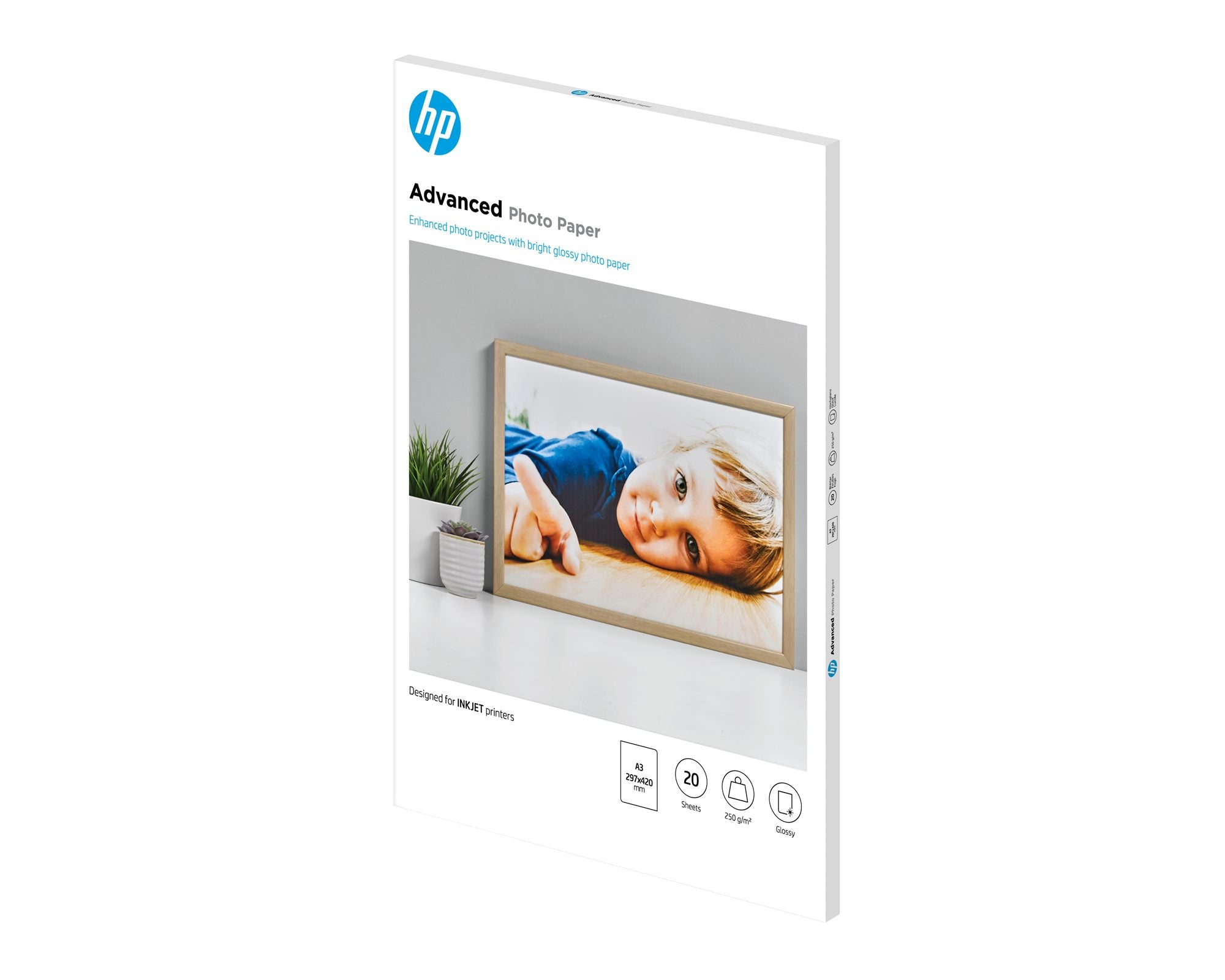 HP original Advanced glossy photo paper white Ink cartridge Q8697A 250g/m2 A3 20 sheets 1-pack