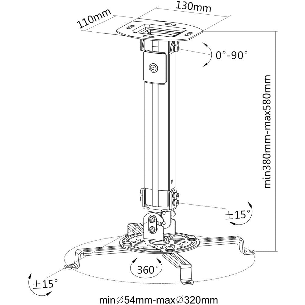 Techly ICA-PM 18S Bras de projecteur au plafond 580 lc