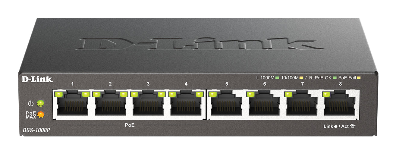 D-LINK Switch gigabit ethernet non admin 8 ports 10/100/1000Mbps dont 4 PoE