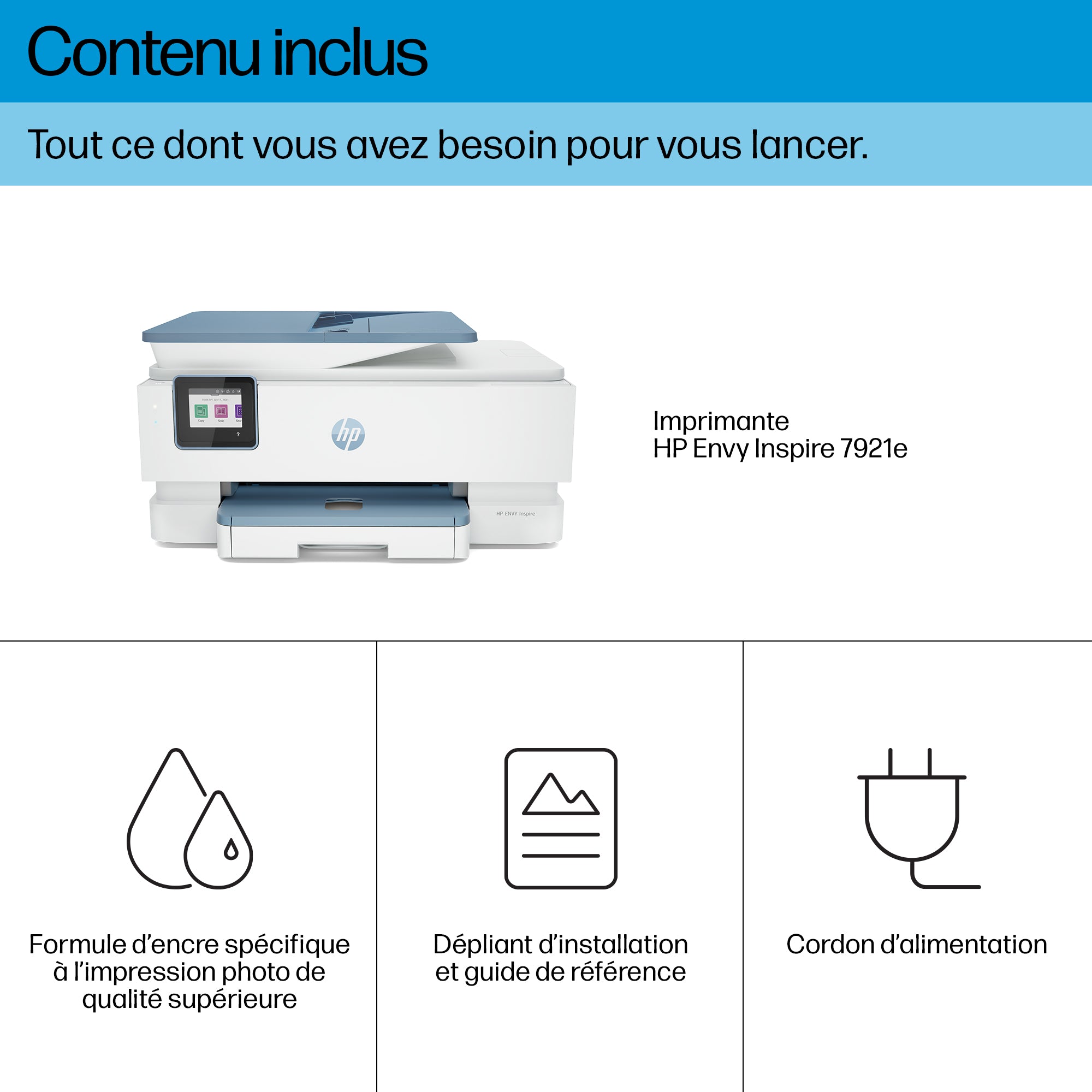 HP ENVY Inspire 7921e All-in-One MFP colour inkjet 216x297mm A4 13ppm Copy 15ppm Print 125sheets USB Wi-Fi Bluetooth surf blue