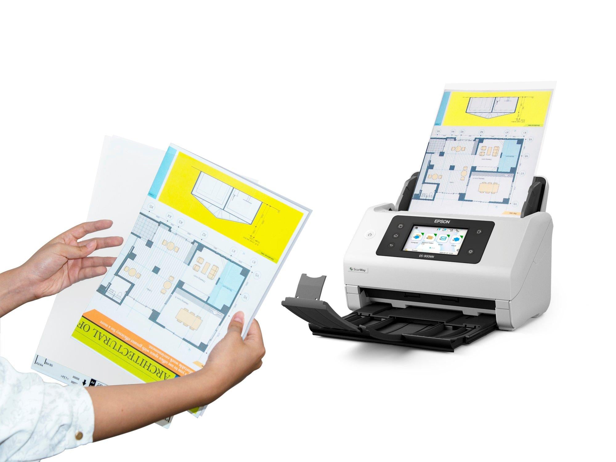 EPSON WorkForce DS-900WN Scanner A4 network and Wifi 70ppm/140ipm feeder 100 sheets